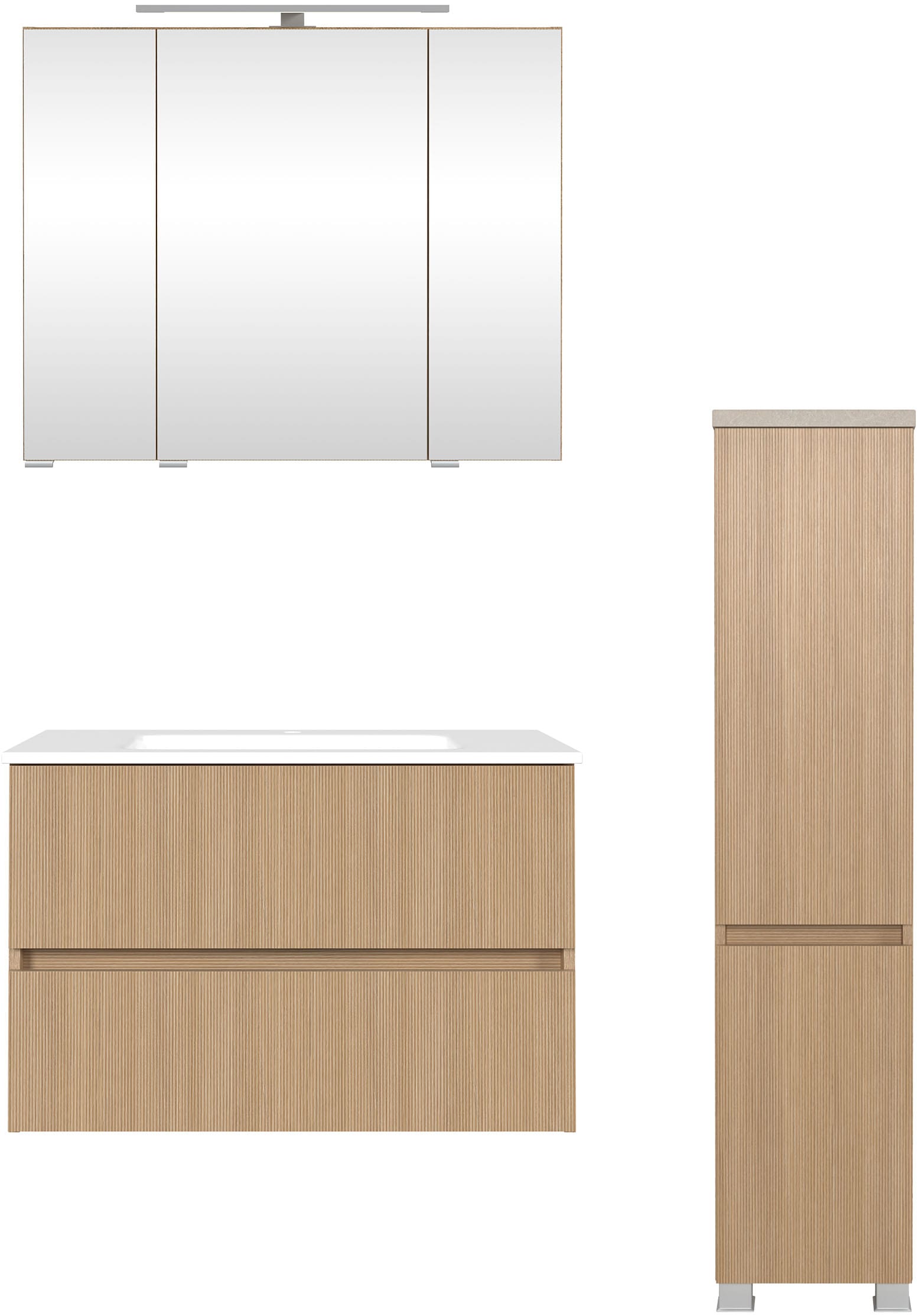 welltime Badmöbel-Set »EIXO, Set aus Spiegelschrank, Waschtisch und Midisch günstig online kaufen