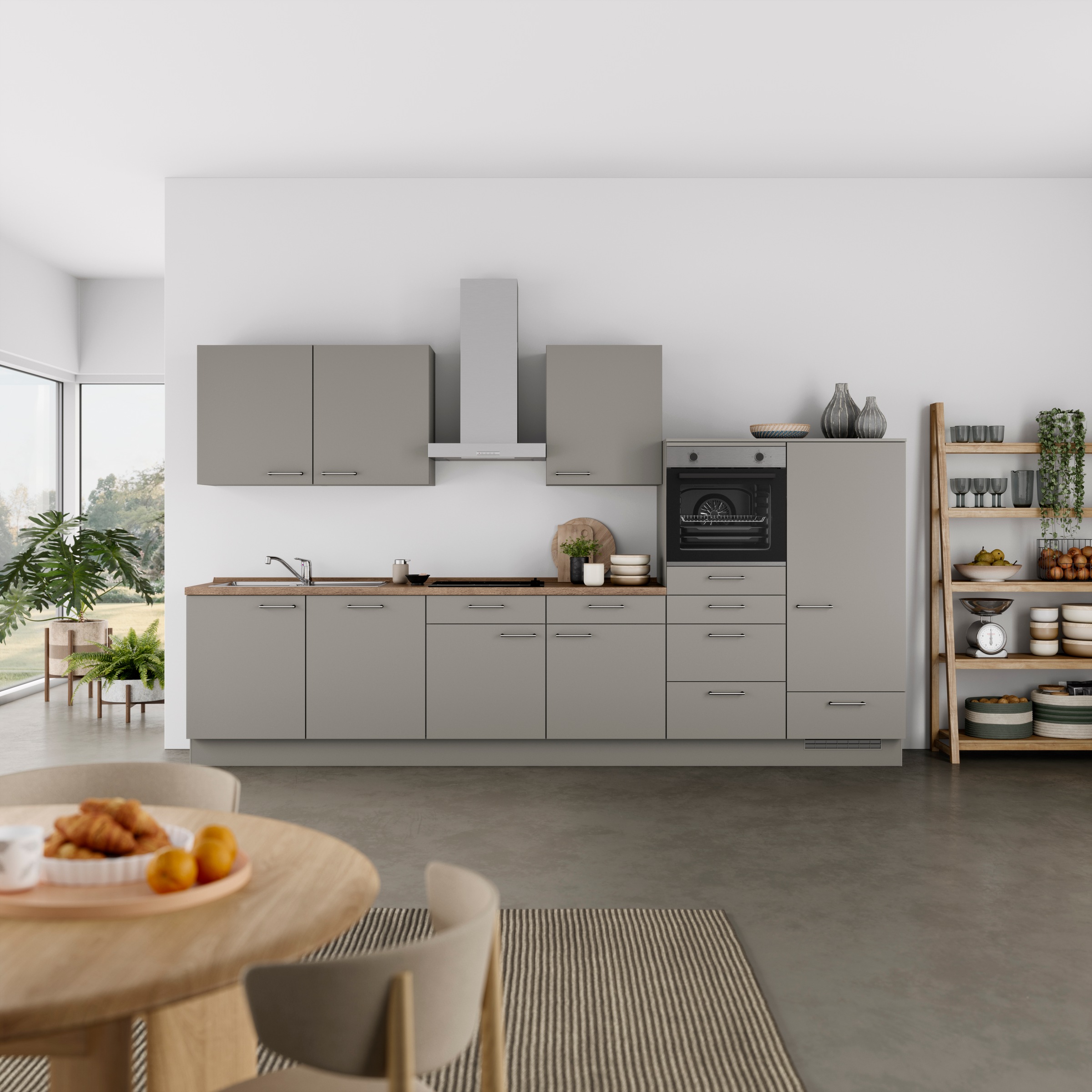 nobilia® Küchenzeile »"Laser I"«, vormontiert, Ausrichtung wählbar, Breite 360 cm, wahlw. mit E-Geräten