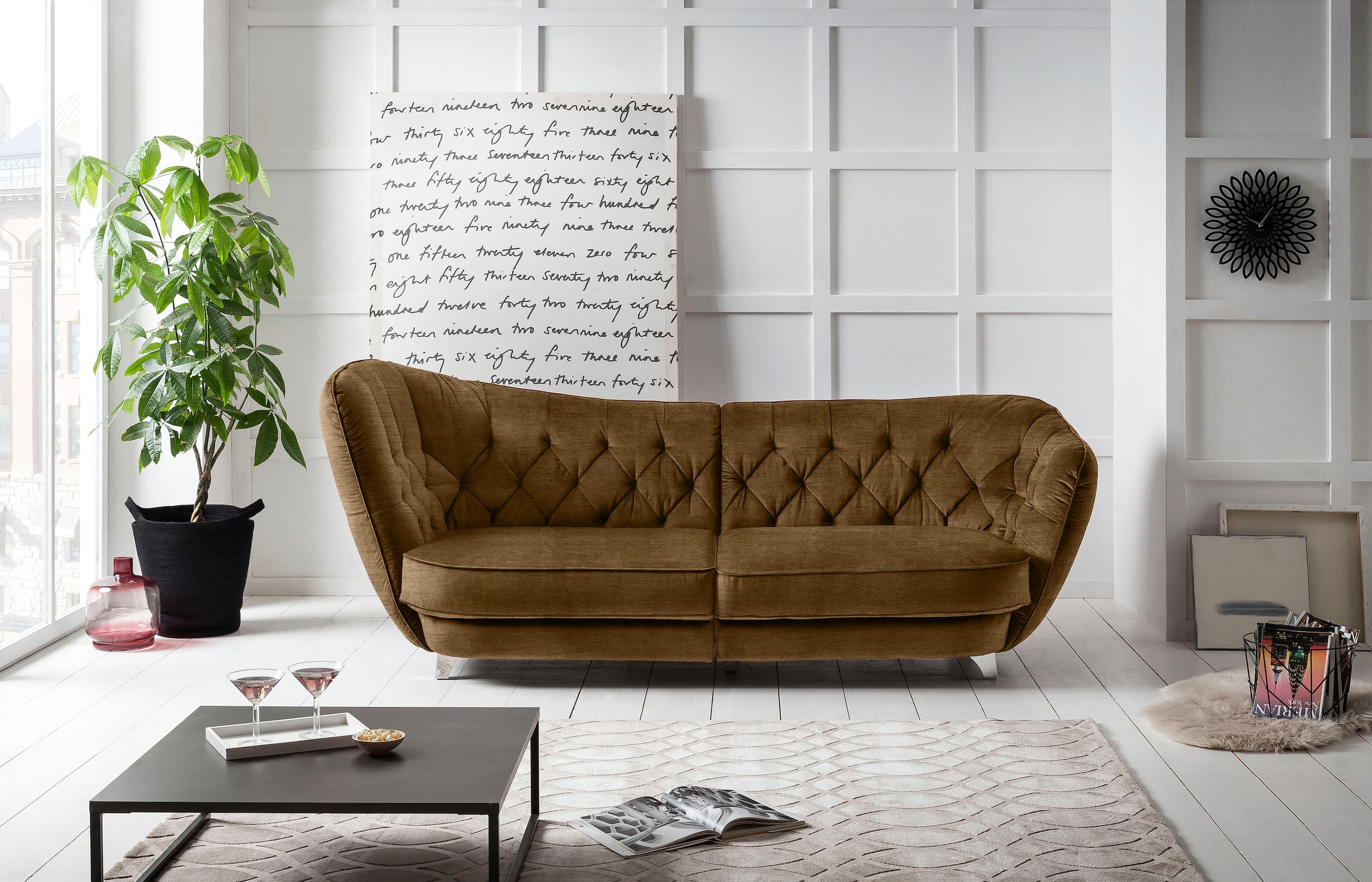 Leonique Big-Sofa »Retro«, stylischer Hochlehner günstig online kaufen