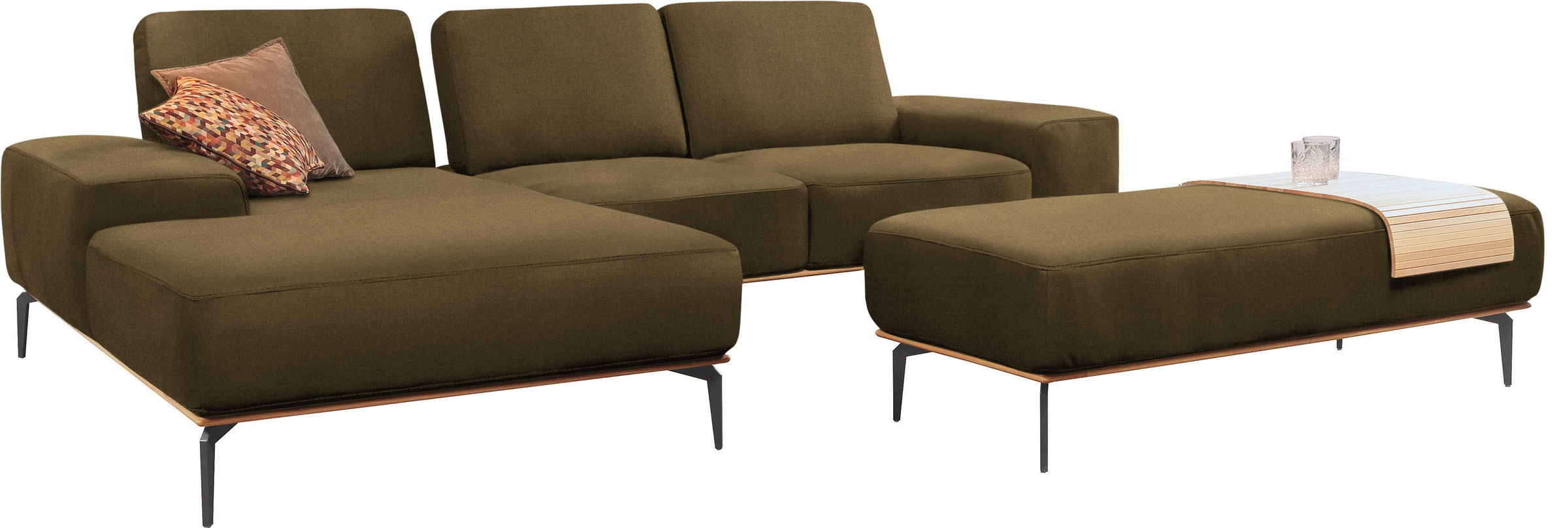 W.SCHILLIG Ecksofa »run, Designsofa mit tollem Sitzkomfort, bequem, L-Form«, mit Holzsockel, Füße in Schwarz pulverbeschichtet, Breite 279 cm
