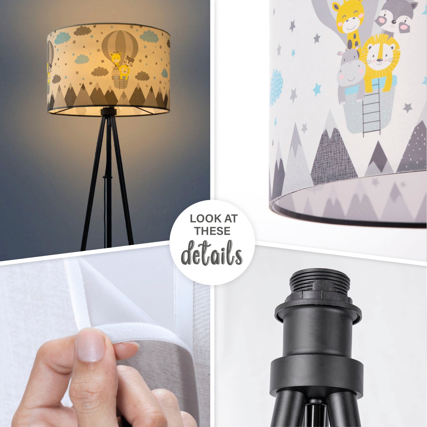 Paco Home Stehlampe »Trina Cosmo«, Leuchtmittel E27 | ohne Leuchtmittel, Lampe Kinderzimmer Kinderlampe Babyzimmer E27 Heißluftballon Tiere