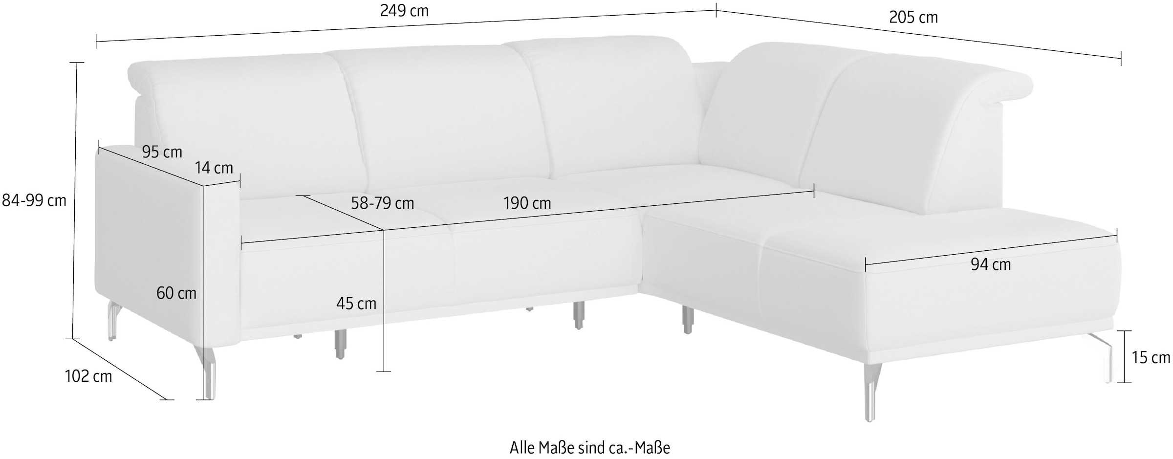 sit&more Ecksofa »Bailando L-Form«, wahlweise mit Kopfteilverstellung und Vorziehsitz, motorisch