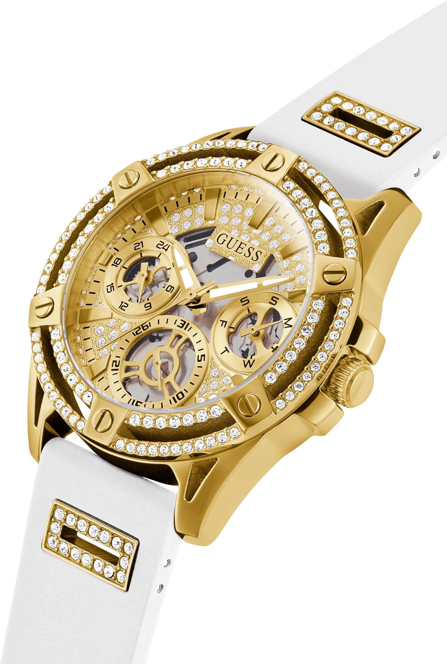 Guess Multifunktionsuhr »GW0536L2«, Armbanduhr, Quarzuhr, Damenuhr, analog, Silikonarmband