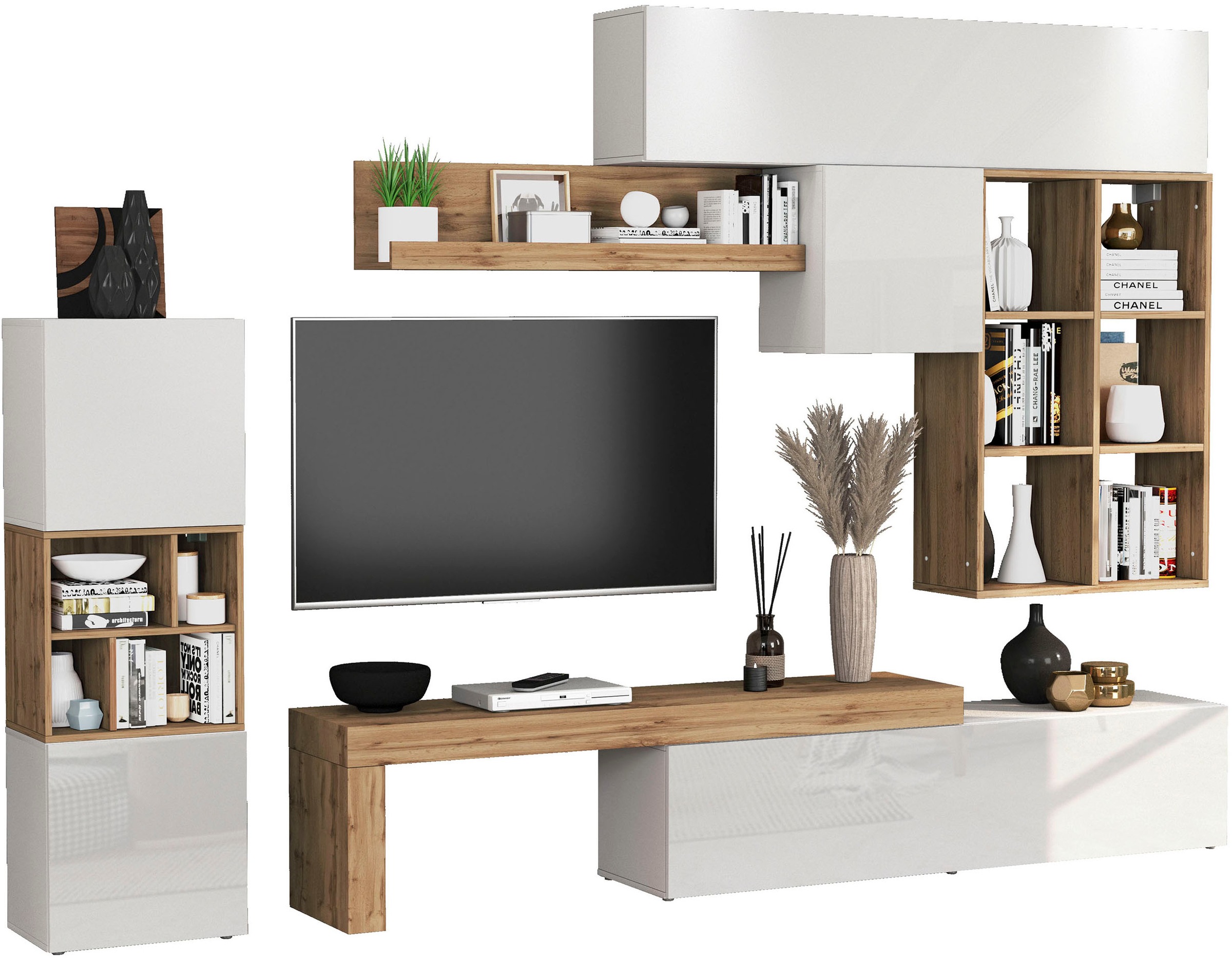 INOSIGN Wohnwand »Chronos Wohnwand, Medienwand, 8-er set« Set, 8 Stk. tlg. günstig online kaufen