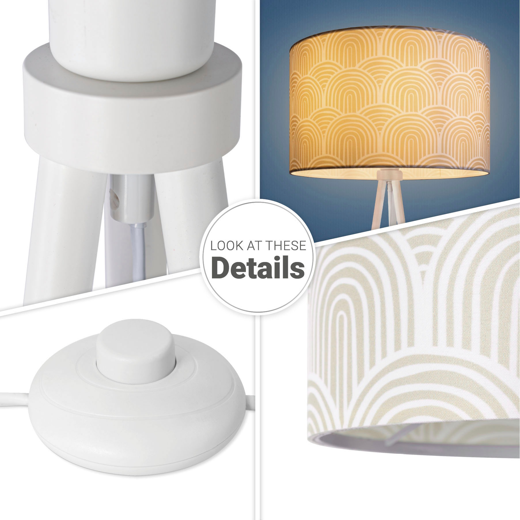Paco Home Stehlampe »Trina Pillar«, Leuchtmittel E27 | ohne Leuchtmittel, Wohnzimmer Stehleuchte Dreibein Stativ Mit Stoffschirm Uni Modern