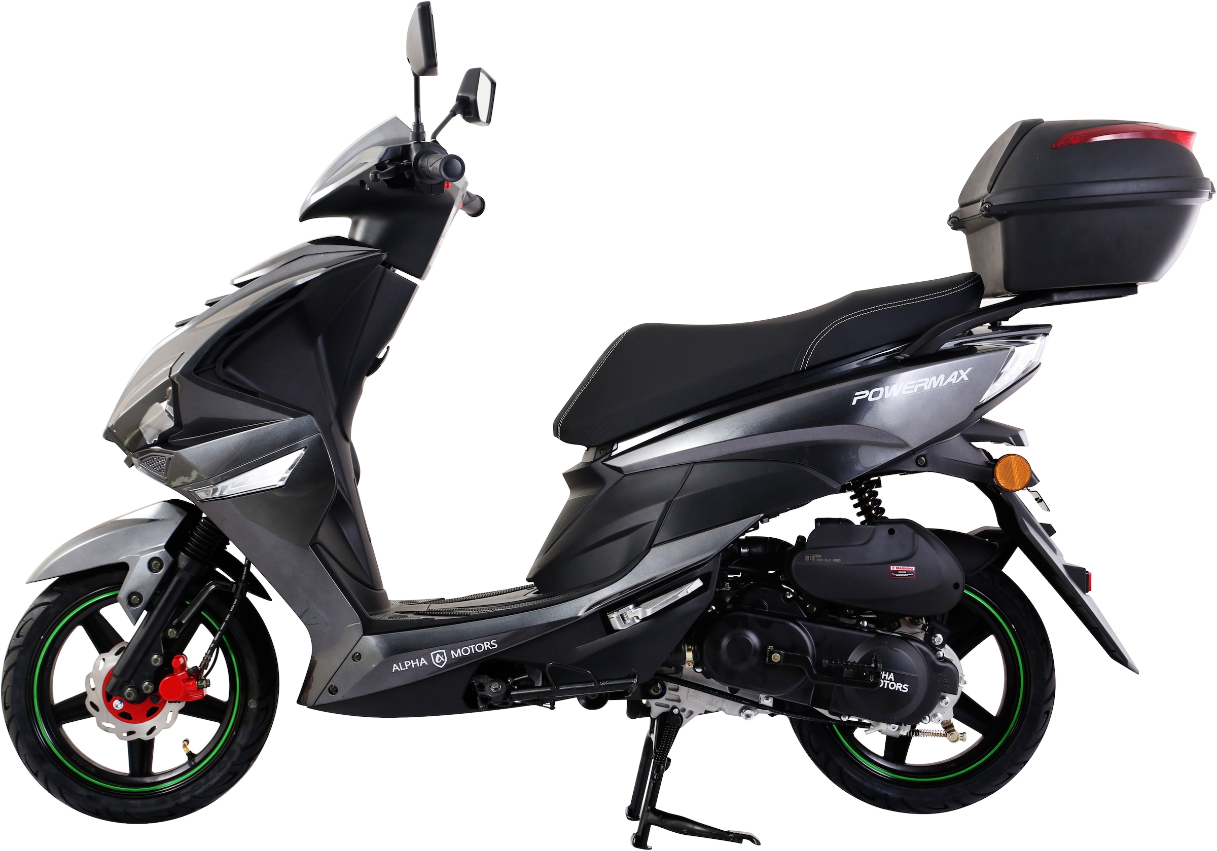 Alpha Motors Motorroller »Powermax 50 ccm 25 kmh EURO 5 dunkelgrau (mit/ohne Topcase)«, 50 cm³, 25 km/h, Euro 5, 2,6 PS