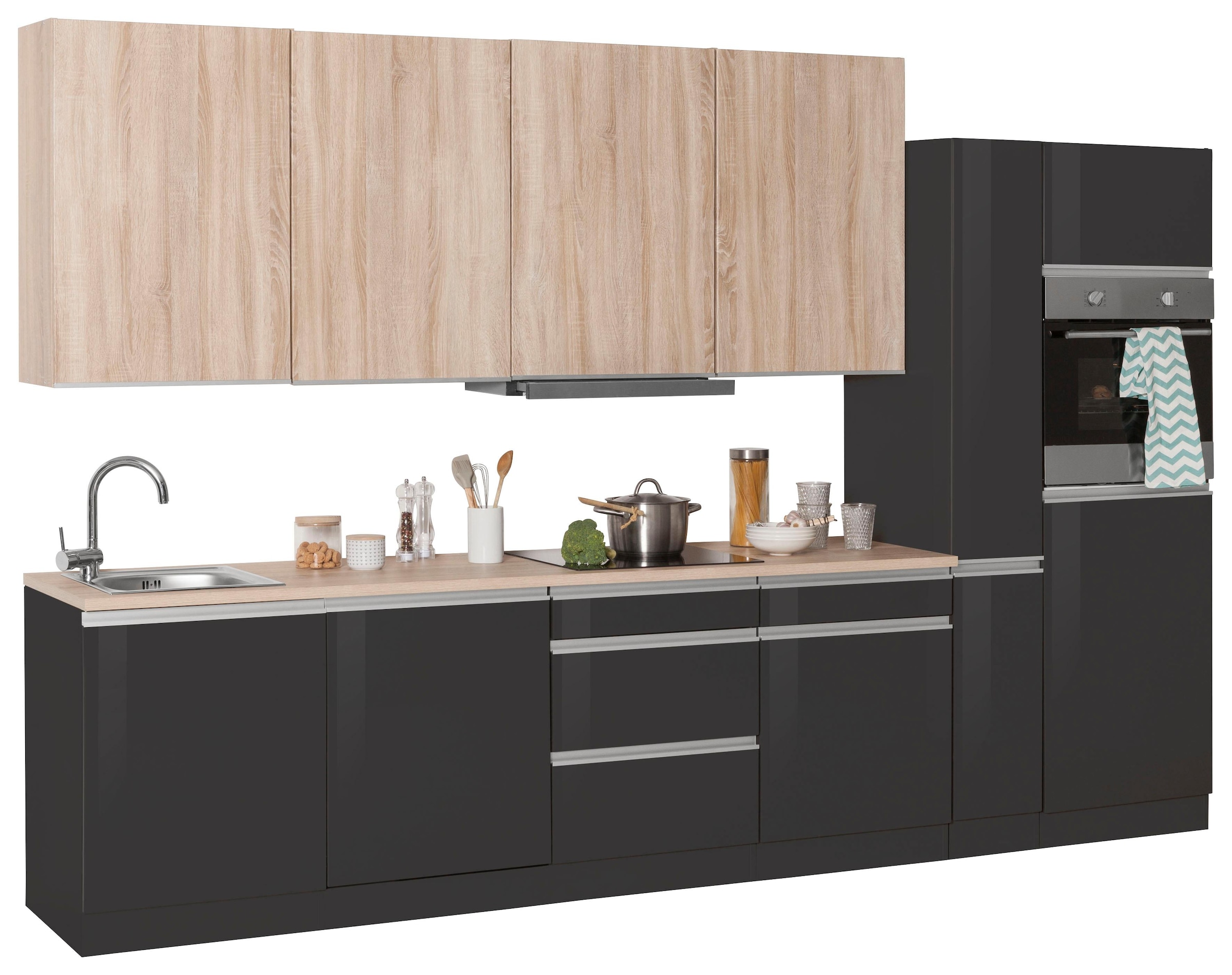 KOCHSTATION Küchenzeile »KS-Ohio«, mit E-Geräten, Breite 330 cm