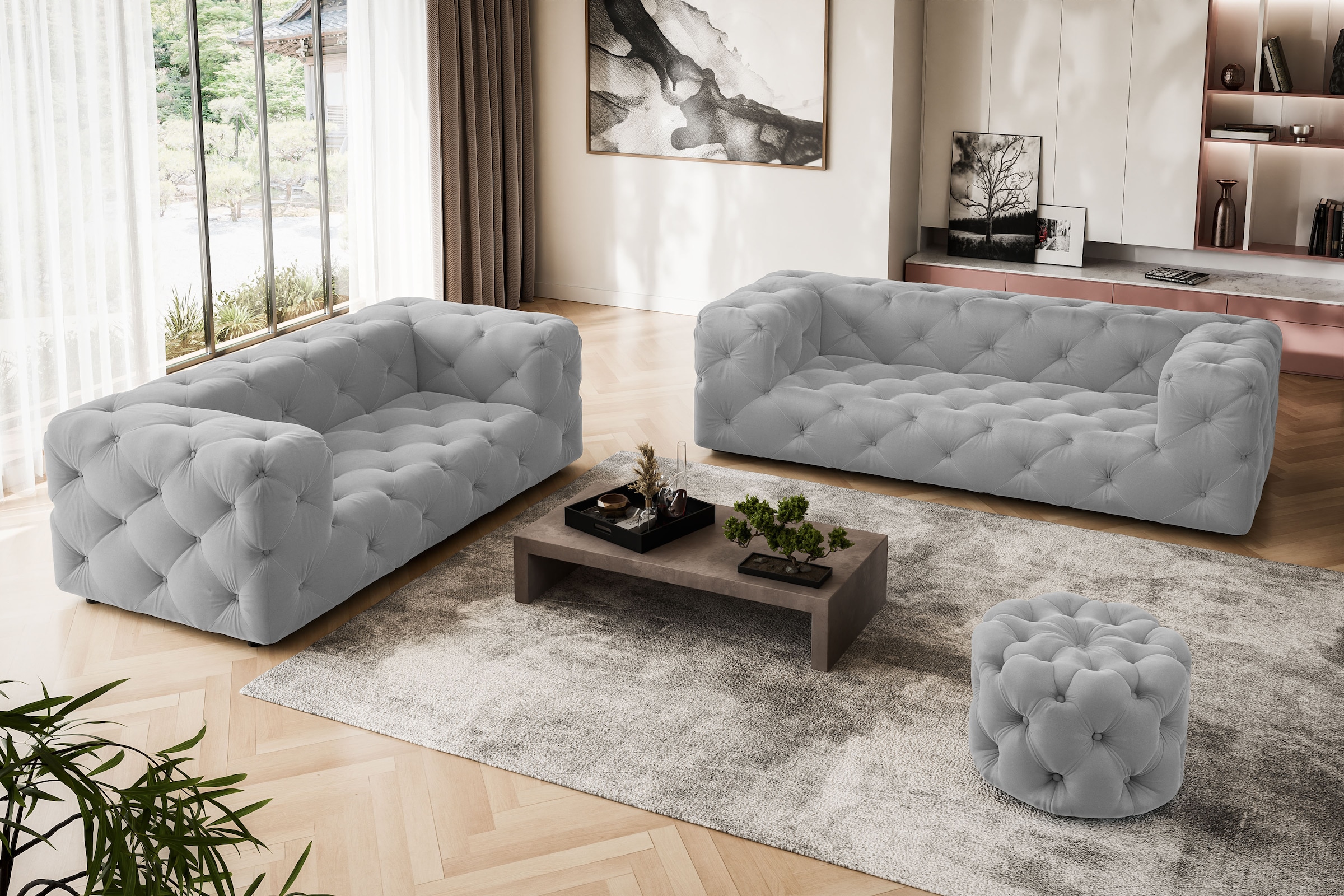 Places of Style 2-Sitzer »FOLLINA«, 2-Sitzer Sofa mit klassischer Chesterfi günstig online kaufen