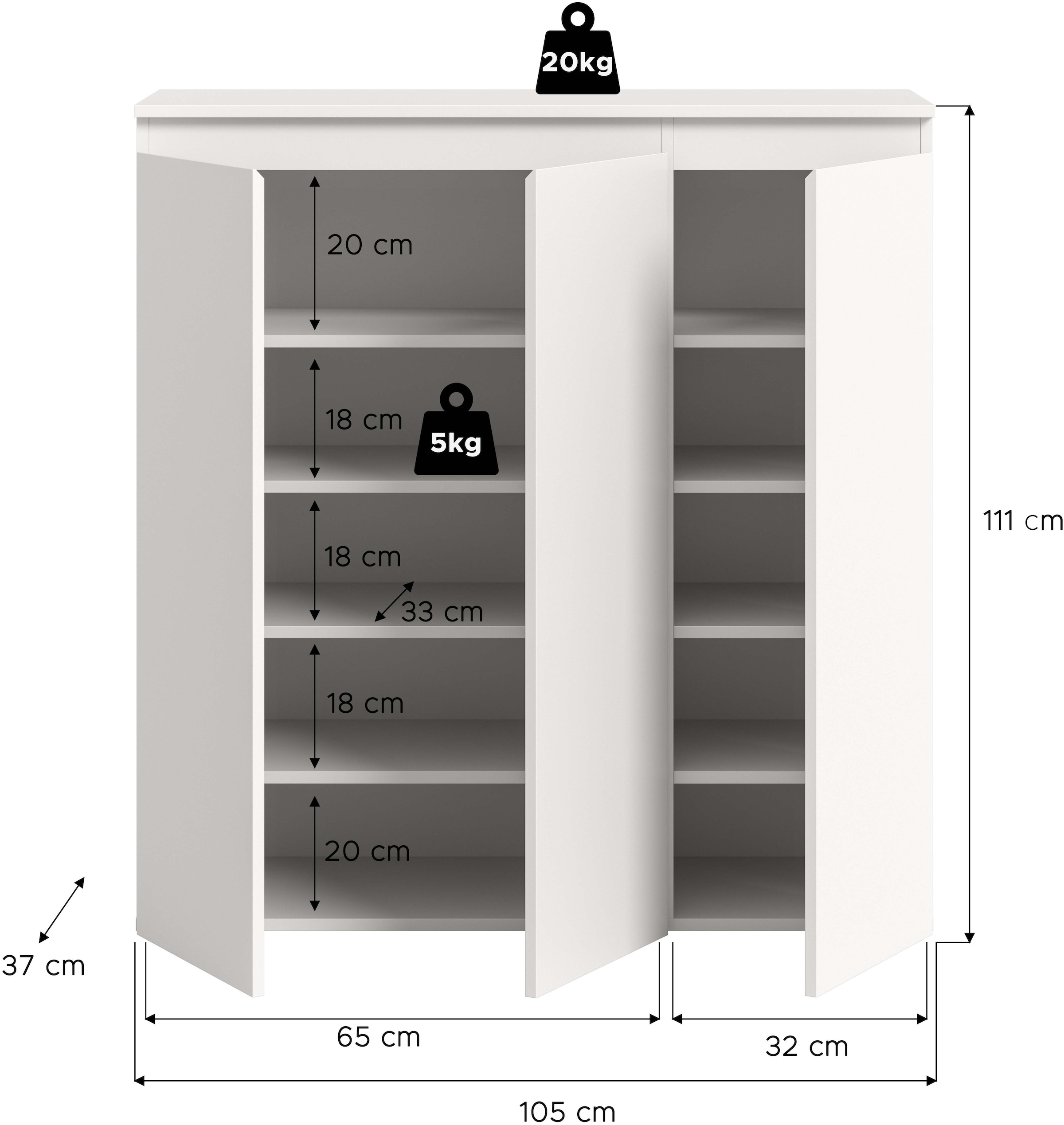 Home affaire Mehrzweckschrank »CIPELA, 105x111 cm, viel Stauraum, variable Einlegeböden, universal« in vielen verschiedenen Trendfarben verfügbar, 1 Stk. tlg. Schuhschrank, Kleiderschrank, Universalschrank, Aktenschrank, Schrank