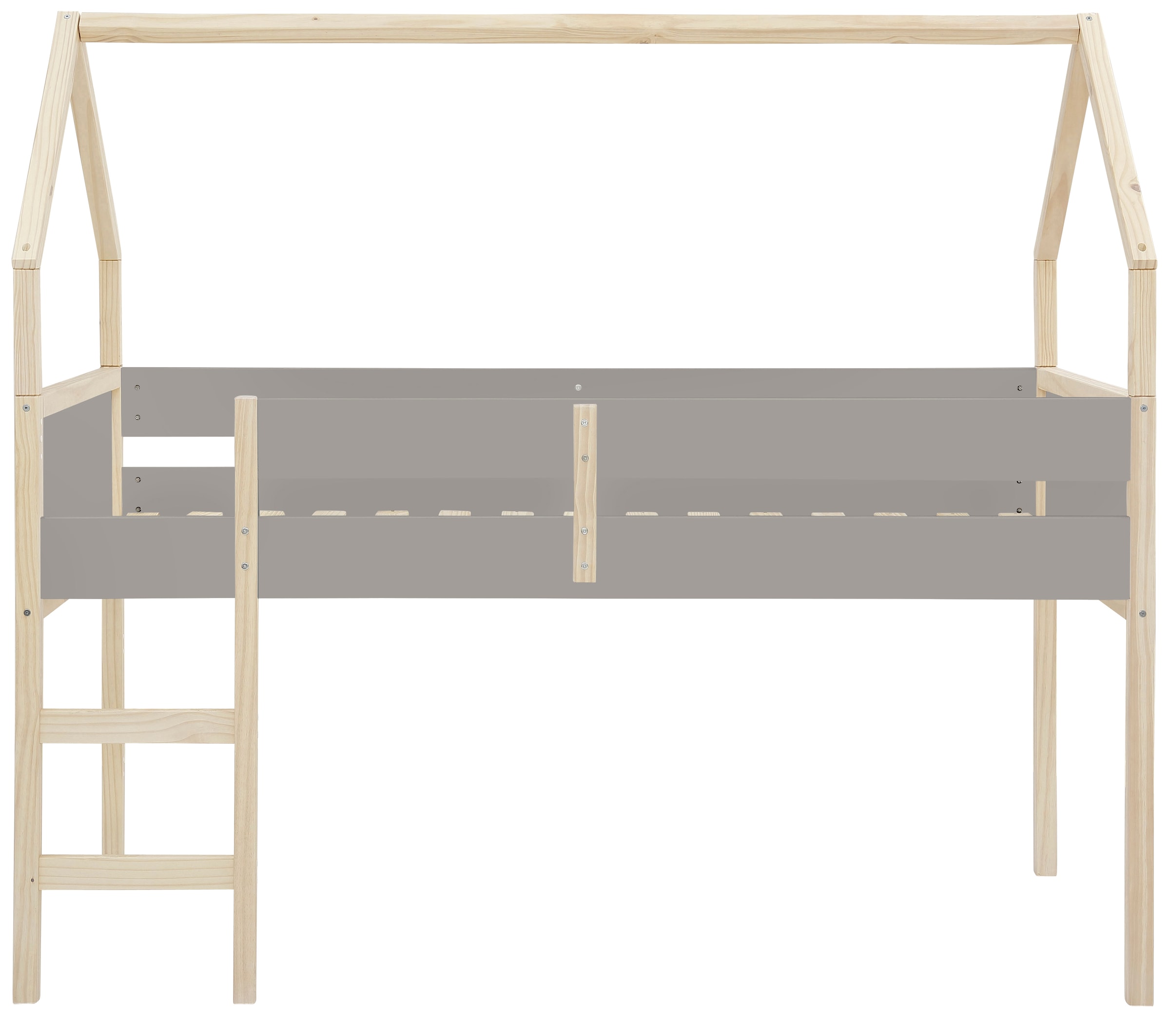 Lüttenhütt Hochbett »Janne«, Kiefernholz, Einzelbett, inklusive Holzleiter, Liegefläche 90x200 cm
