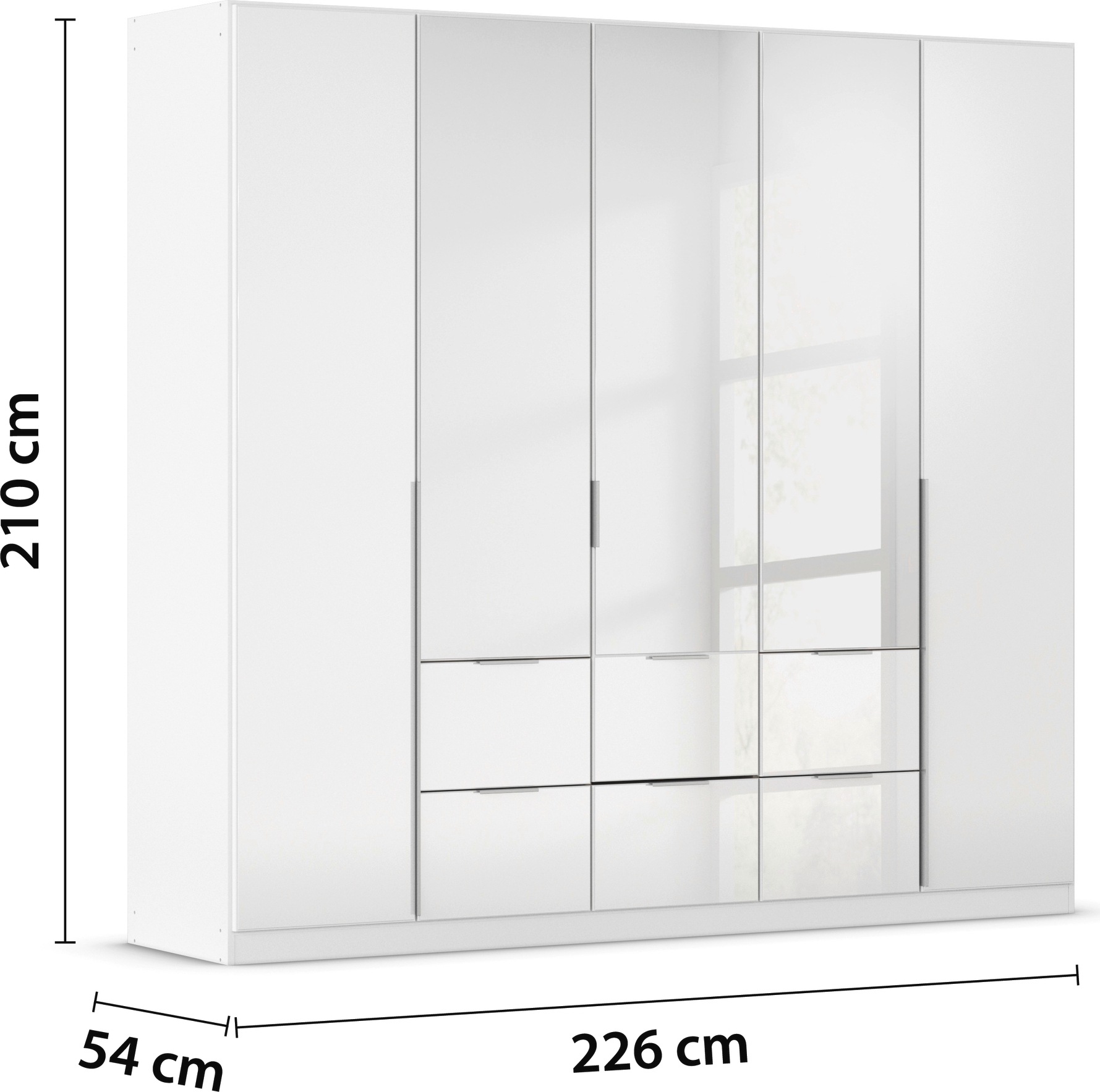 rauch Drehtürenschrank »Kleiderschrank Kleiderschränke Schrank Garderobe AGORDO mit Glasfront«, (in zwei Griff-Farben, Breiten 91-360 cm), mit Außenschubkästen, in 7 Breiten und 2 Höhen MADE IN GERMANY