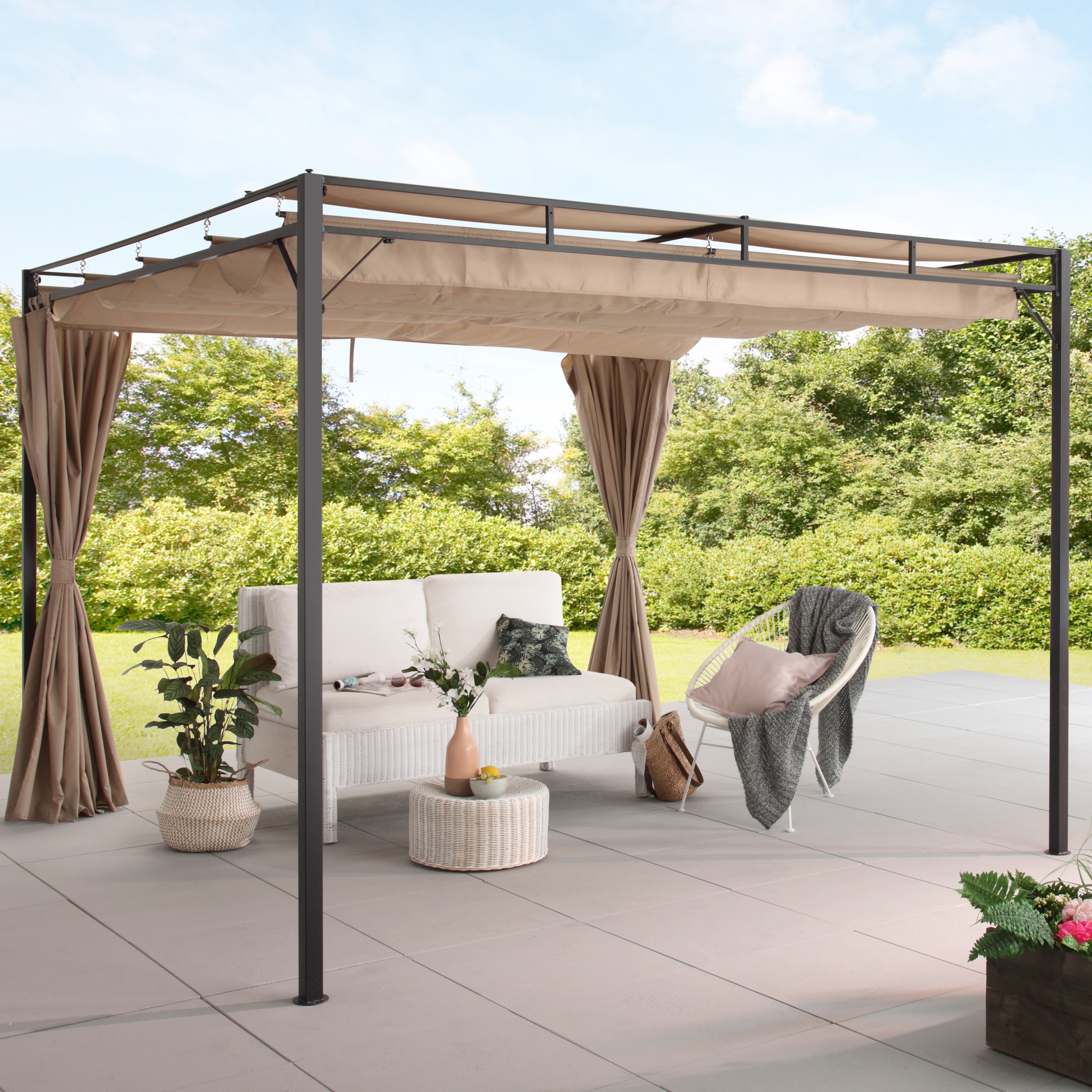 KONIFERA Pavillon »Milos« BxT: 300x300 cm sandbeige