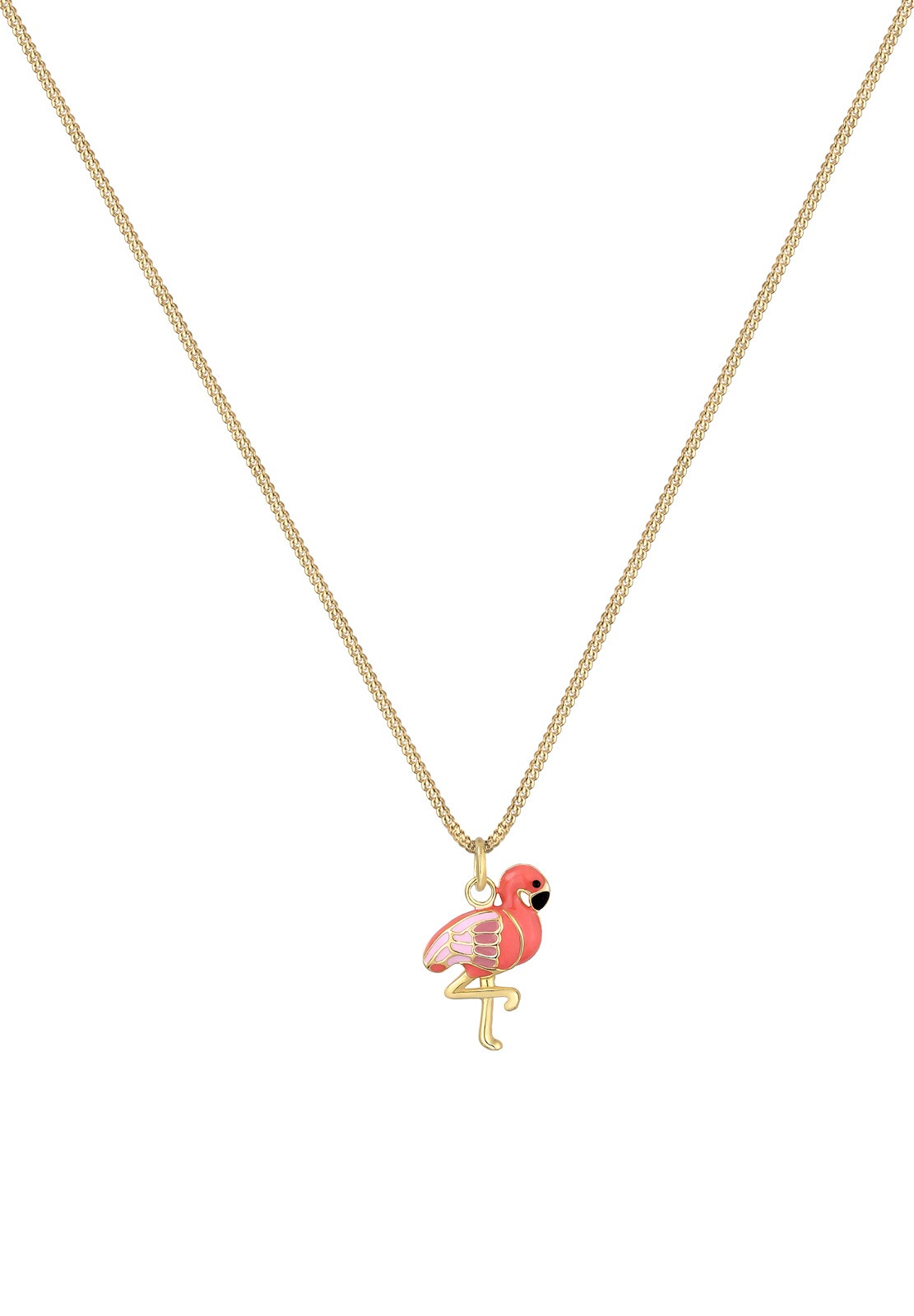 Elli Kette mit Anhänger »Emaille Anhänger Flamingo 925 Sterling Silber vergoldet«