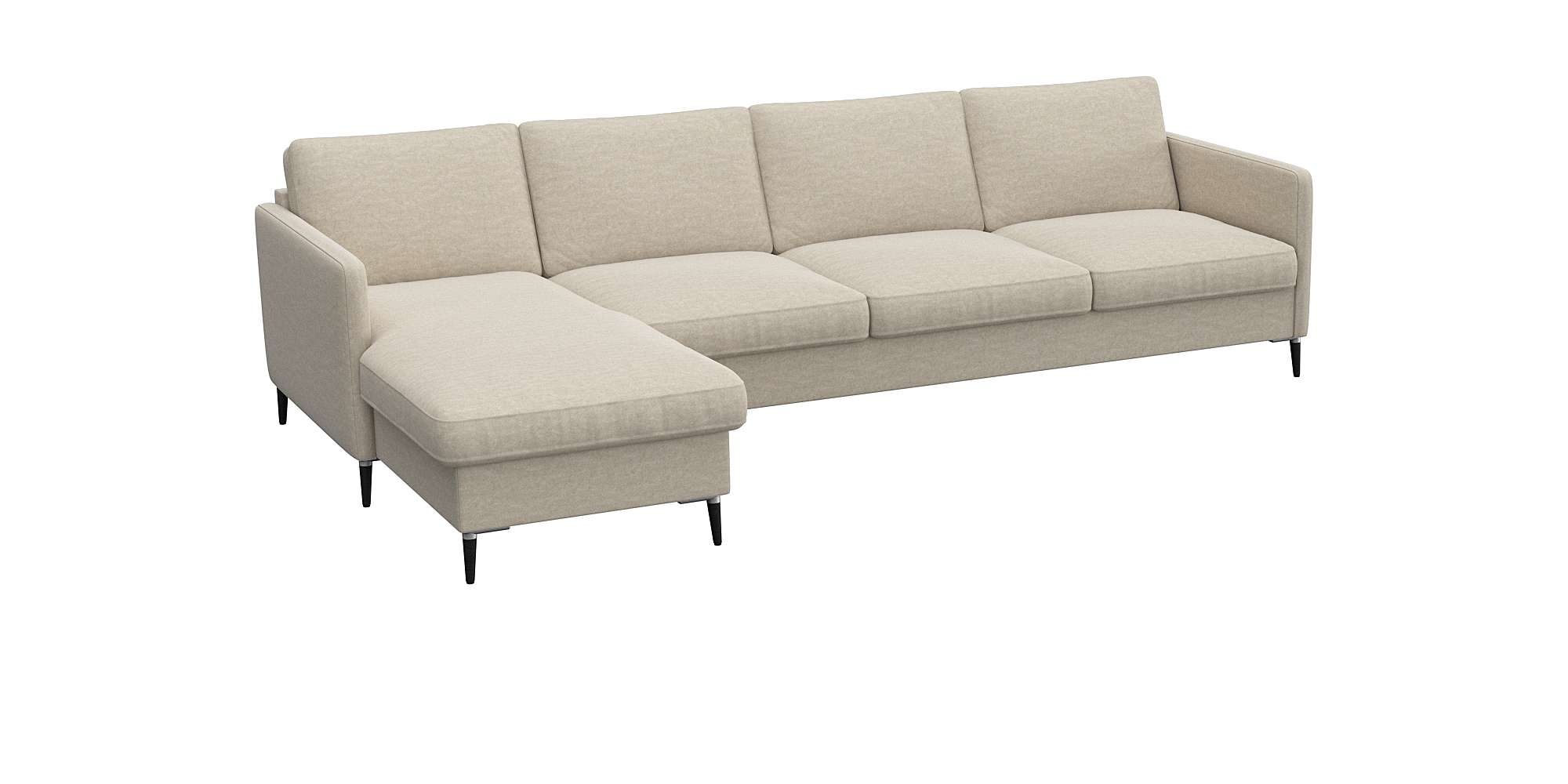 FLEXLUX Ecksofa »Fiore, L-Form«, schmale Armlehnen, Kaltschaum, Füße Alu+schwarz