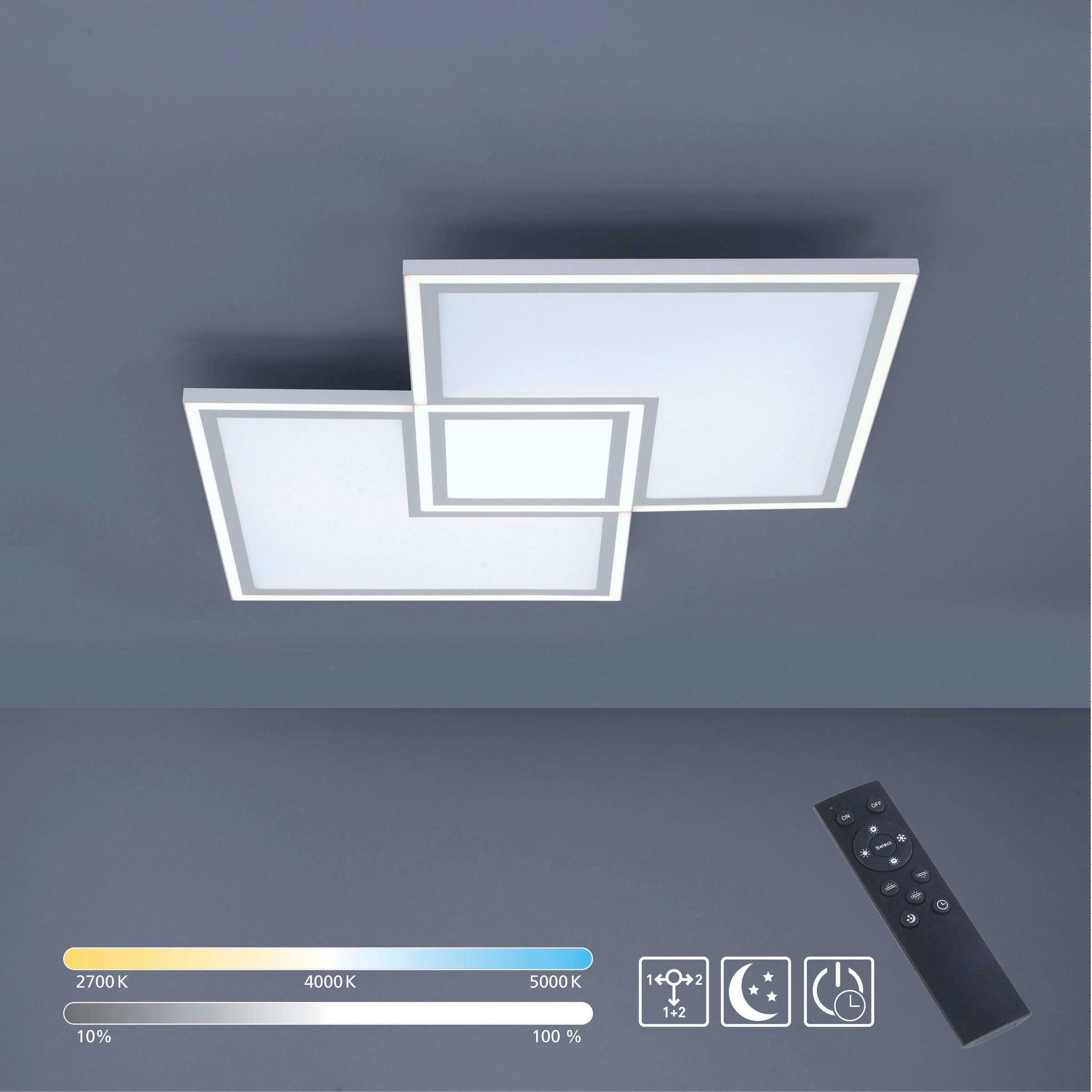 JUST LIGHT LED Panel »EDGING« LED-Board 1 Stk. warmweiß - kaltweiß dimmbar über Fernbedienung, Fernbedienung, Funk inkl., Serienschalter weiss