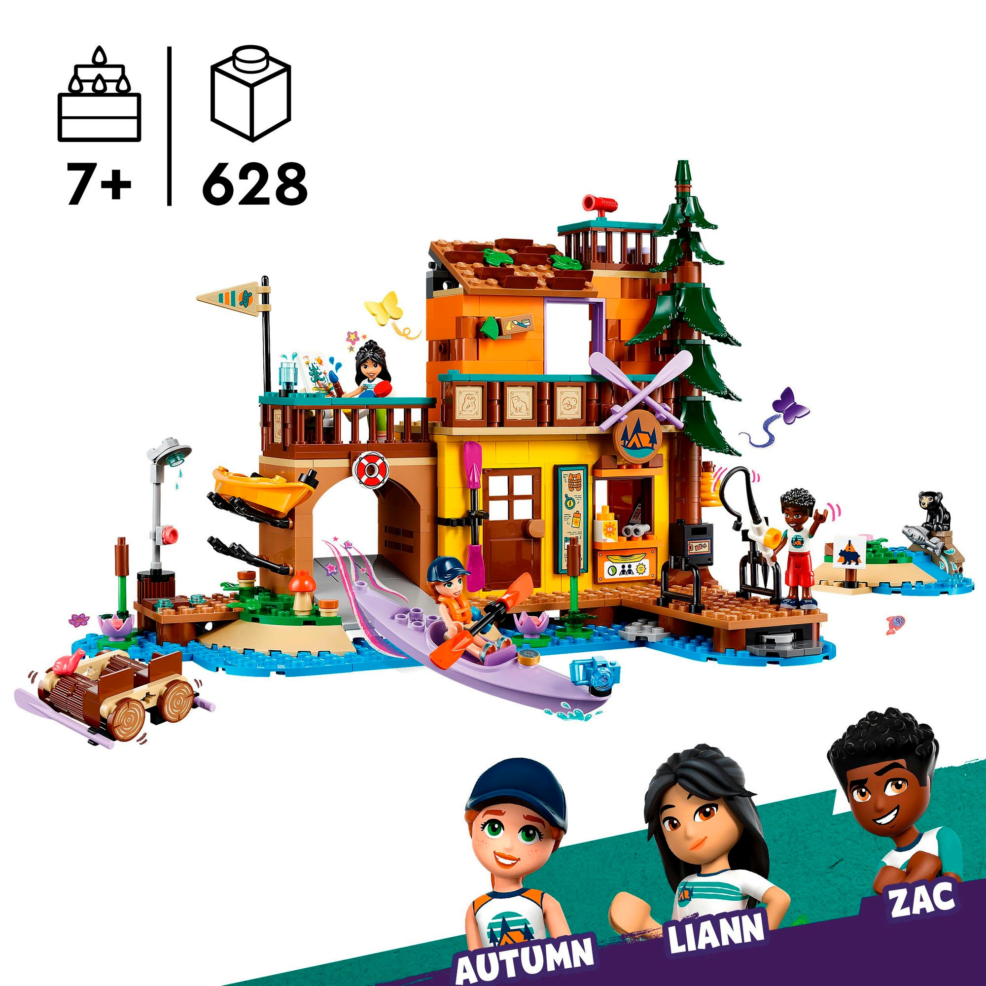 LEGO® Konstruktionsspielsteine »Abenteuercamp mit Kayak (42626), LEGO Friends«, (628 St.), Made in Europe
