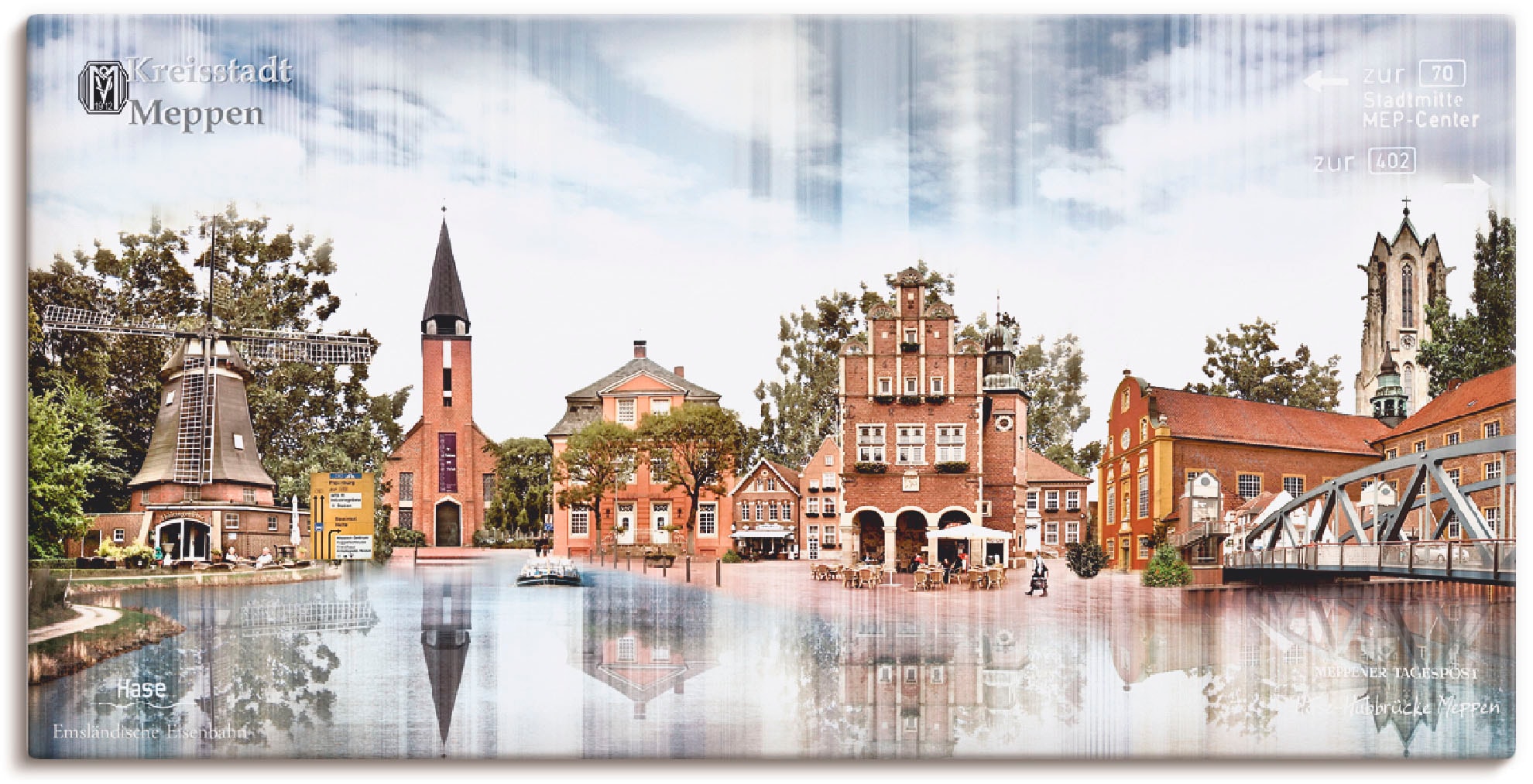 Artland Wandbild »Meppen Skyline Abstrakte Collage«, Deutschland, (1 St.), günstig online kaufen