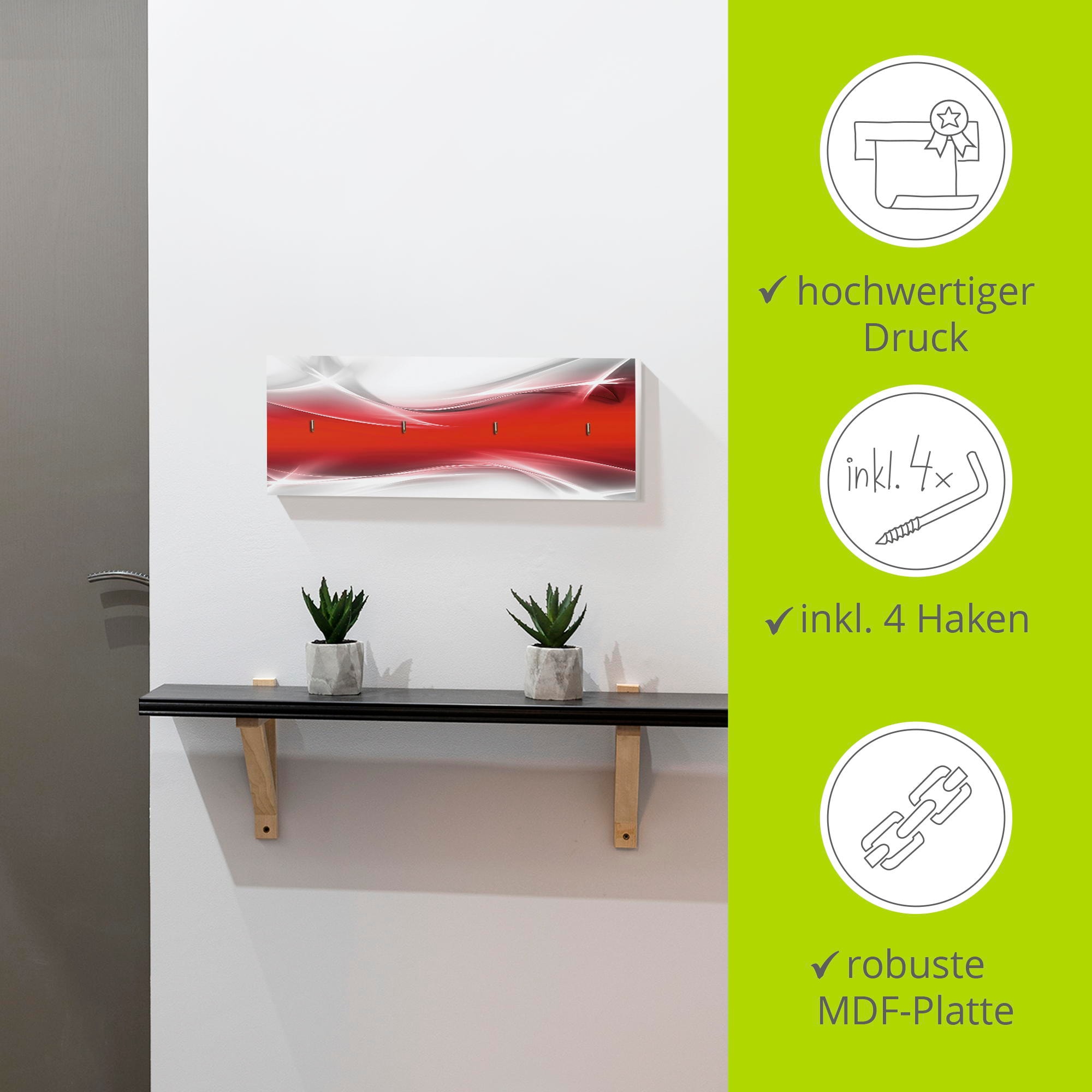 Artland Hakenleiste »Kreatives Element Rot für Ihr Art-Design«, MDF