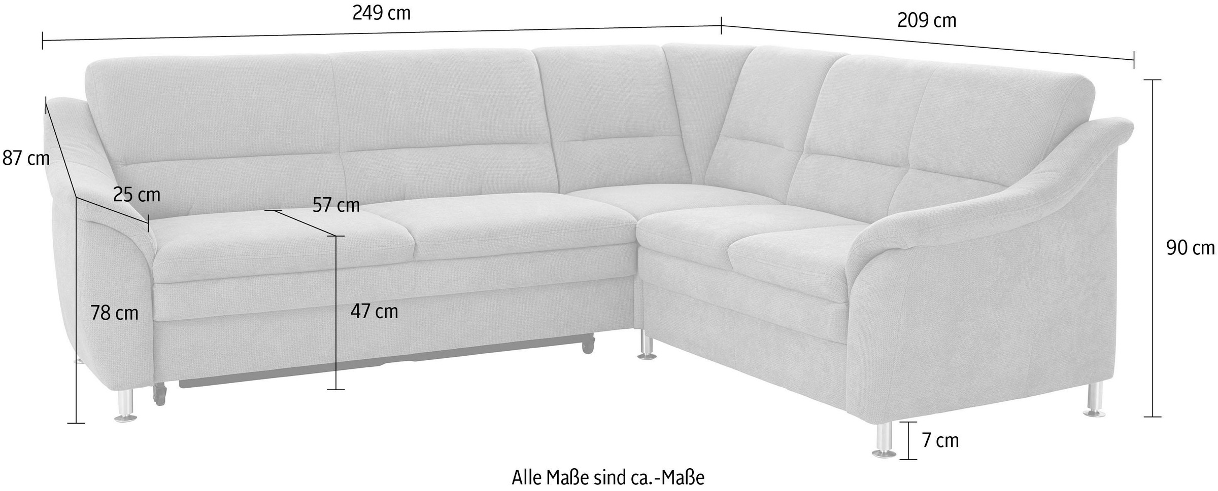 sit&more Ecksofa »Cardoso L-Form«, mit Federkern, wahlweise mit Bettfunktion und Schubkasten