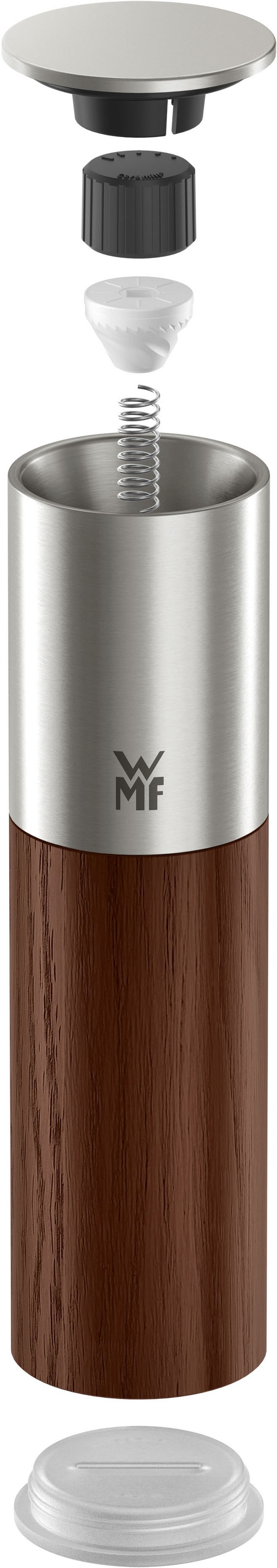 WMF Gewürzmühle »Nature«, (1 St.), Keramikmahlwerk, einstellbarer Mahlgrad, Aromaschutzdeckel, Holz