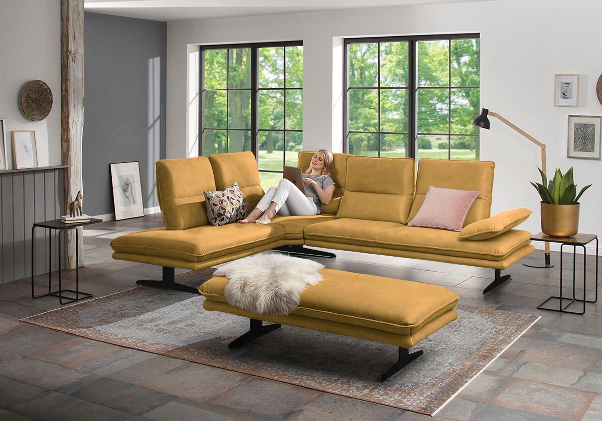 W.SCHILLIG Ecksofa »broadway, Designsofa, toller Sitzkomfort, zeitlos, elegant, L-Form«, Sitztiefenverstellung, Kopfteil- & Seitenteilverstellung, Breite 284cm