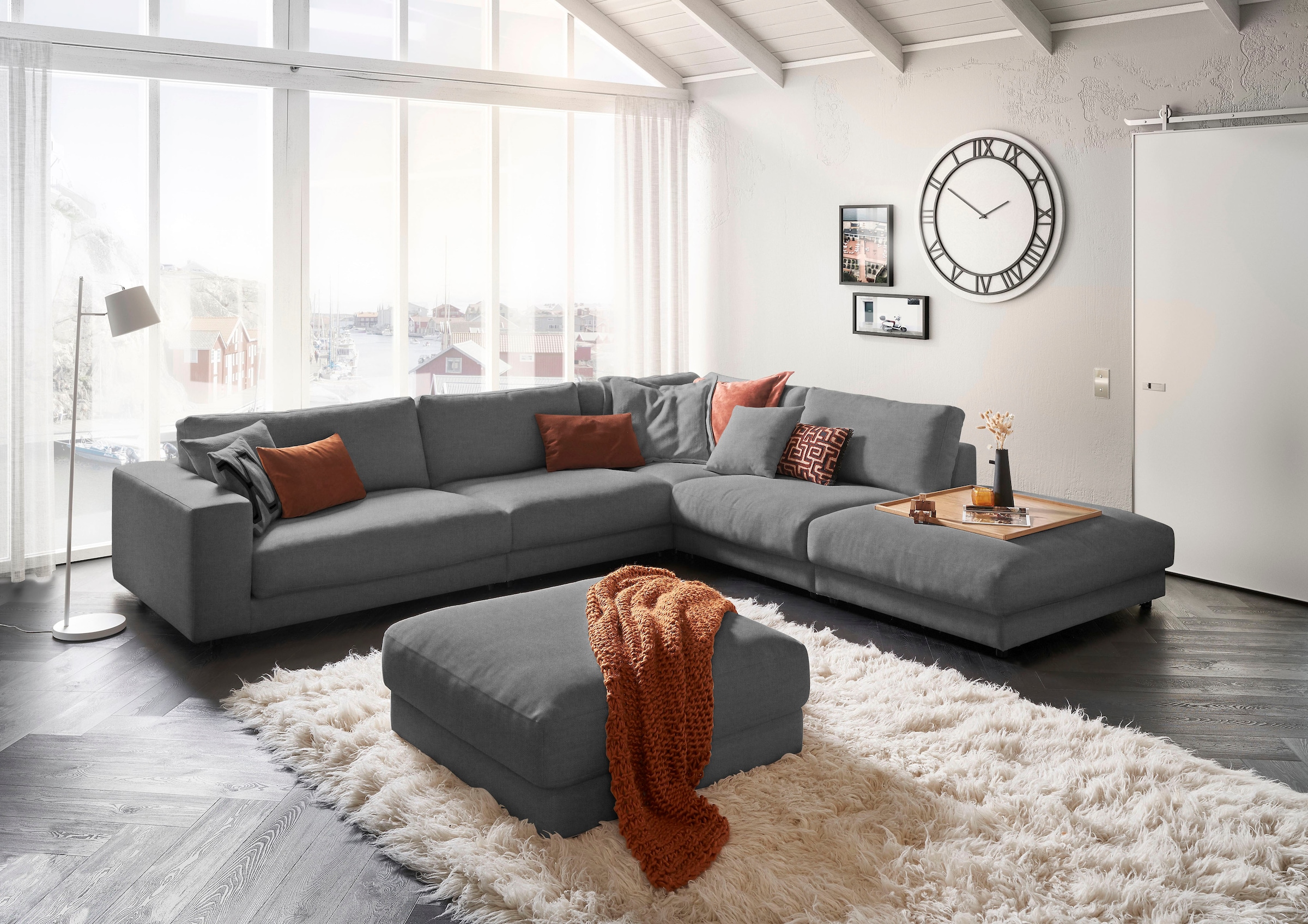 3C Candy Ecksofa »Enisa II, bequem und komfortabel, großes Familiensofa, L-Form«, incl. 3 Flatterkissen, wahlweise mit Flecken-Schutz-Bezug Easy care