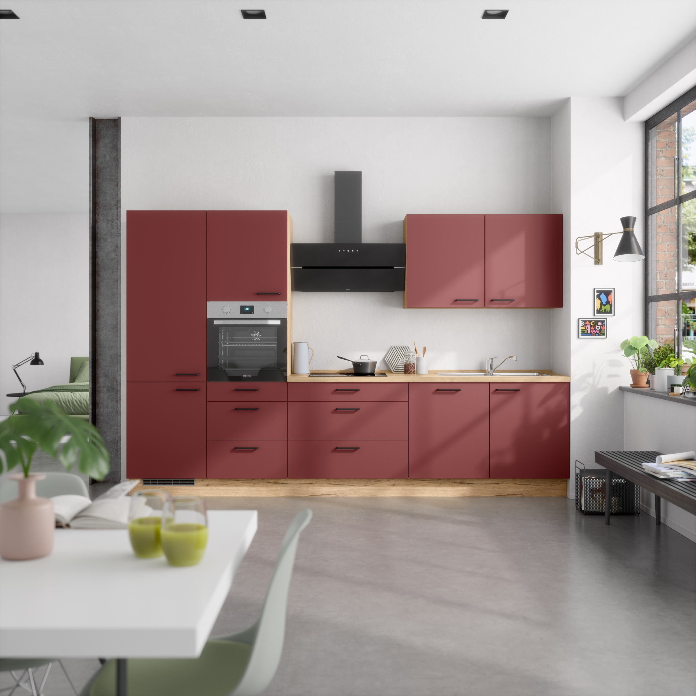 nobilia® Küchenzeile »"Easytouch II", NEU: individuell anpassbar mit gratis Profi-Beratung« vormontiert, Breite 330 cm, Ausrichtung wählbar, wahlw. mit E-Geräten