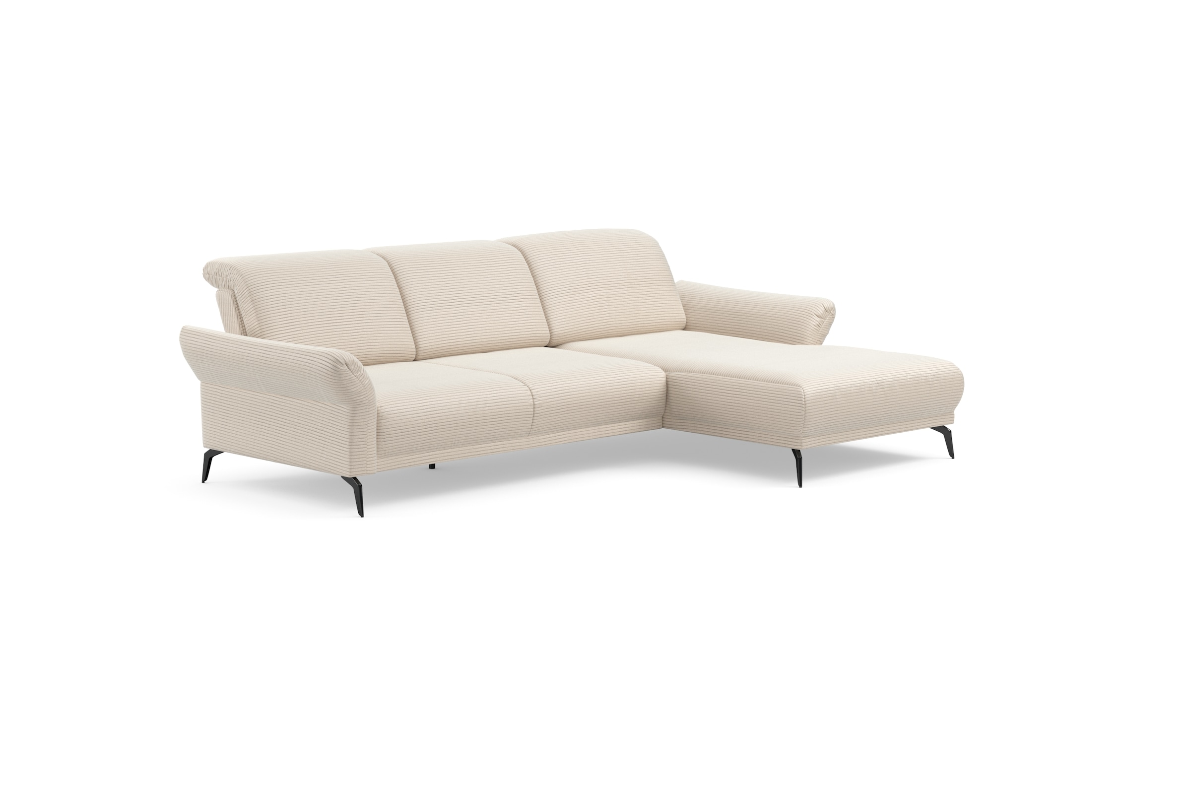 INOSIGN Ecksofa »Coco L-Form«, Sitztiefen-, Arm- und Kopfteilverstellung, Cord-Bezug, Fußhöhe 15 cm