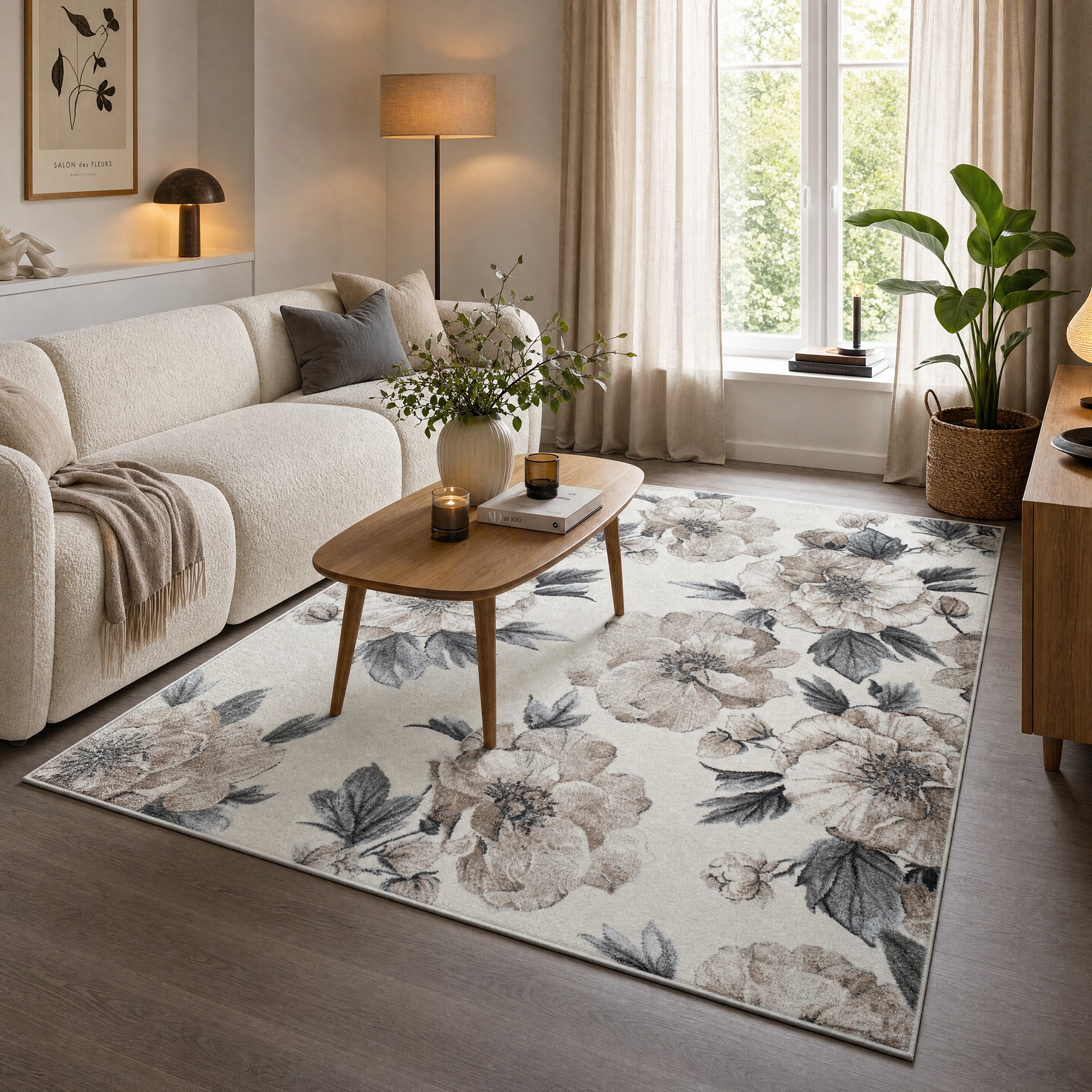 OTTO home Teppich »Florent, Blumen Design, Vintage« rechteckig 9 mm Höhe Floral, detailreiche Blüten, Botanical, elegant, Wohnzimmer