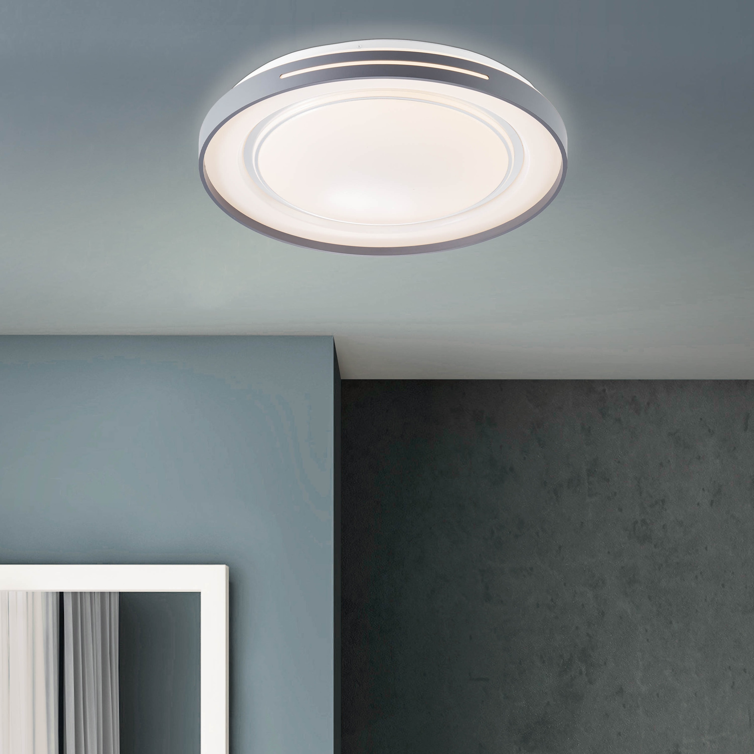 Brilliant LED Deckenleuchte »Barty«, 1 flammig, Leuchtmittel LED-Modul | LED fest integriert, Ø49cm, dimmbar, CCT, 2900 Lumen, Metall/Kunststoff, weiß/dunkelgrau