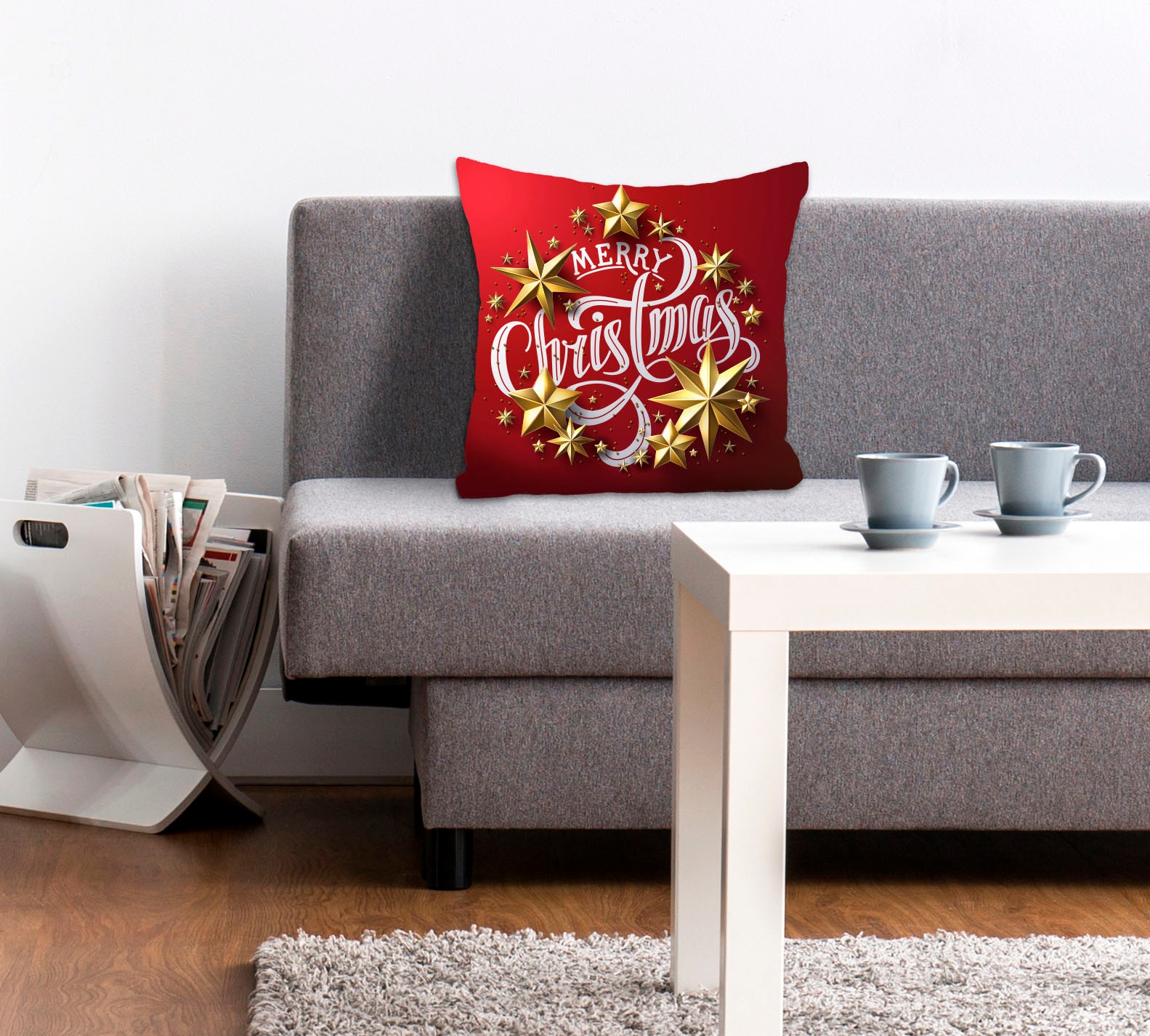 queence Dekokissen »Stars«, Kissenhülle,Merry Christmas,Rot,Weihnachten,Fes günstig online kaufen