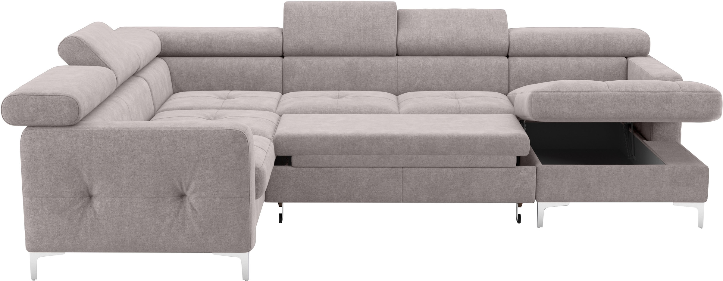 COTTA Wohnlandschaft »Sammy U-Form«, mit Kopfteilverstellung, wahlweise mit Bettfunktion & Bettkasten