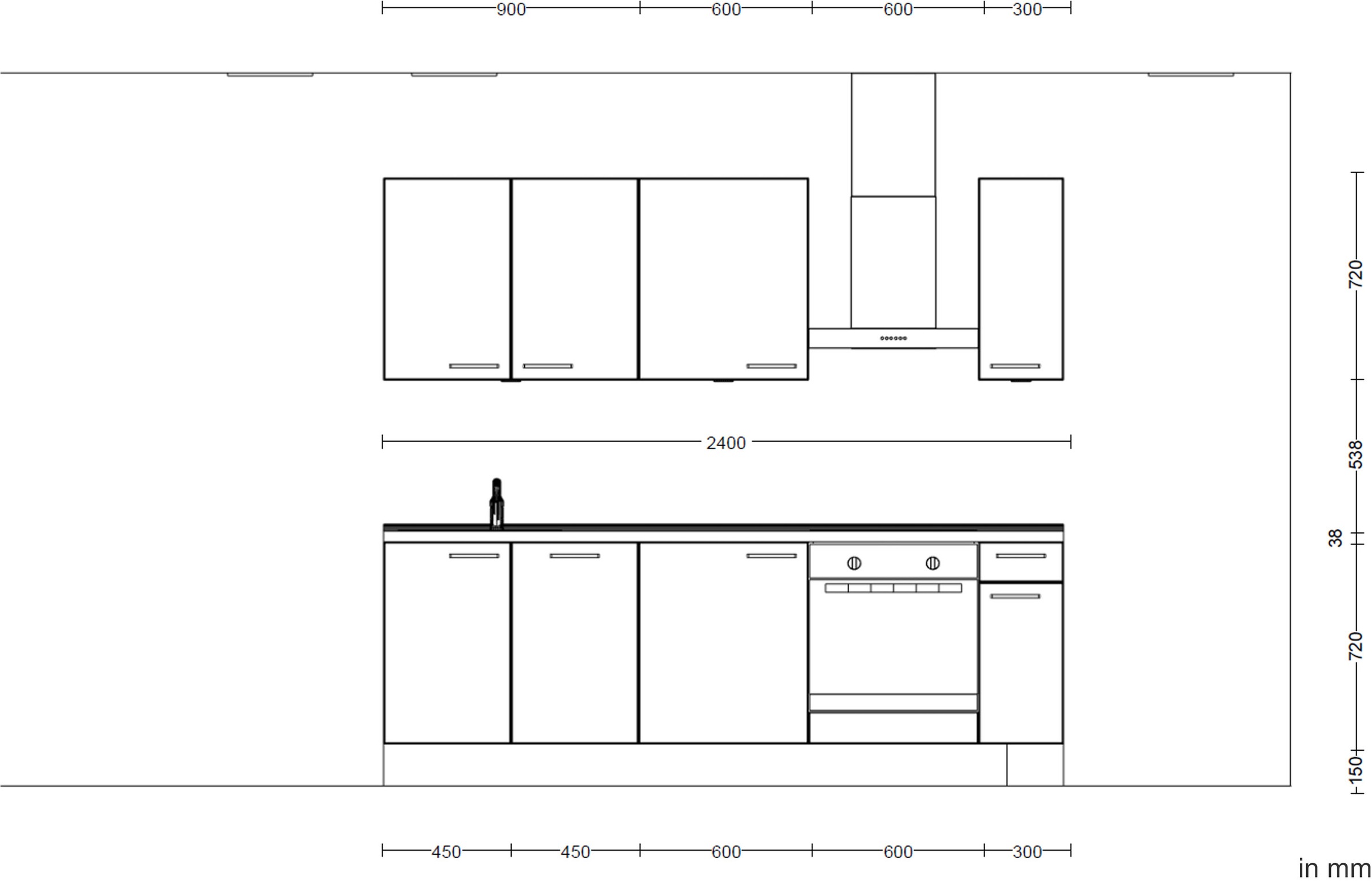 nobilia® Küchenzeile »"Easytouch I"«, vormontiert, Ausrichtung wählbar, Breite 240 cm, wahlw. mit E-Geräten