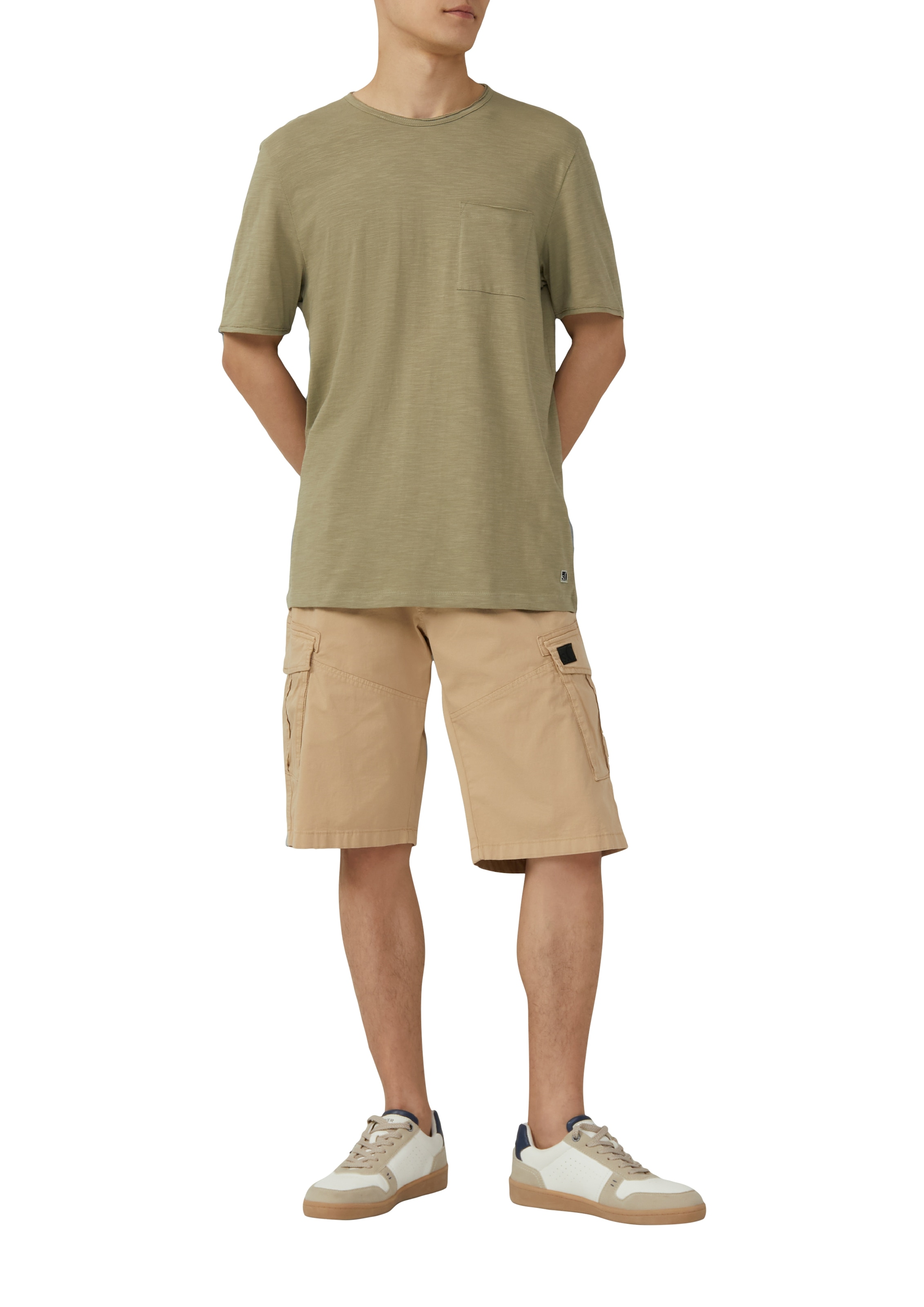 s.Oliver T-Shirt, mit Brusttasche und offenen Kanten