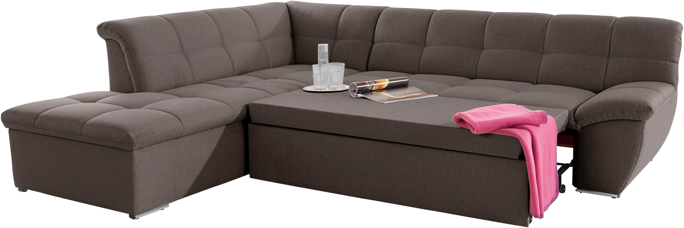 DOMO collection Ecksofa »Lagoa L-Form«, wahlweise mit Bettfunktion, frei im Raum stellbar, große Farbvielfalt