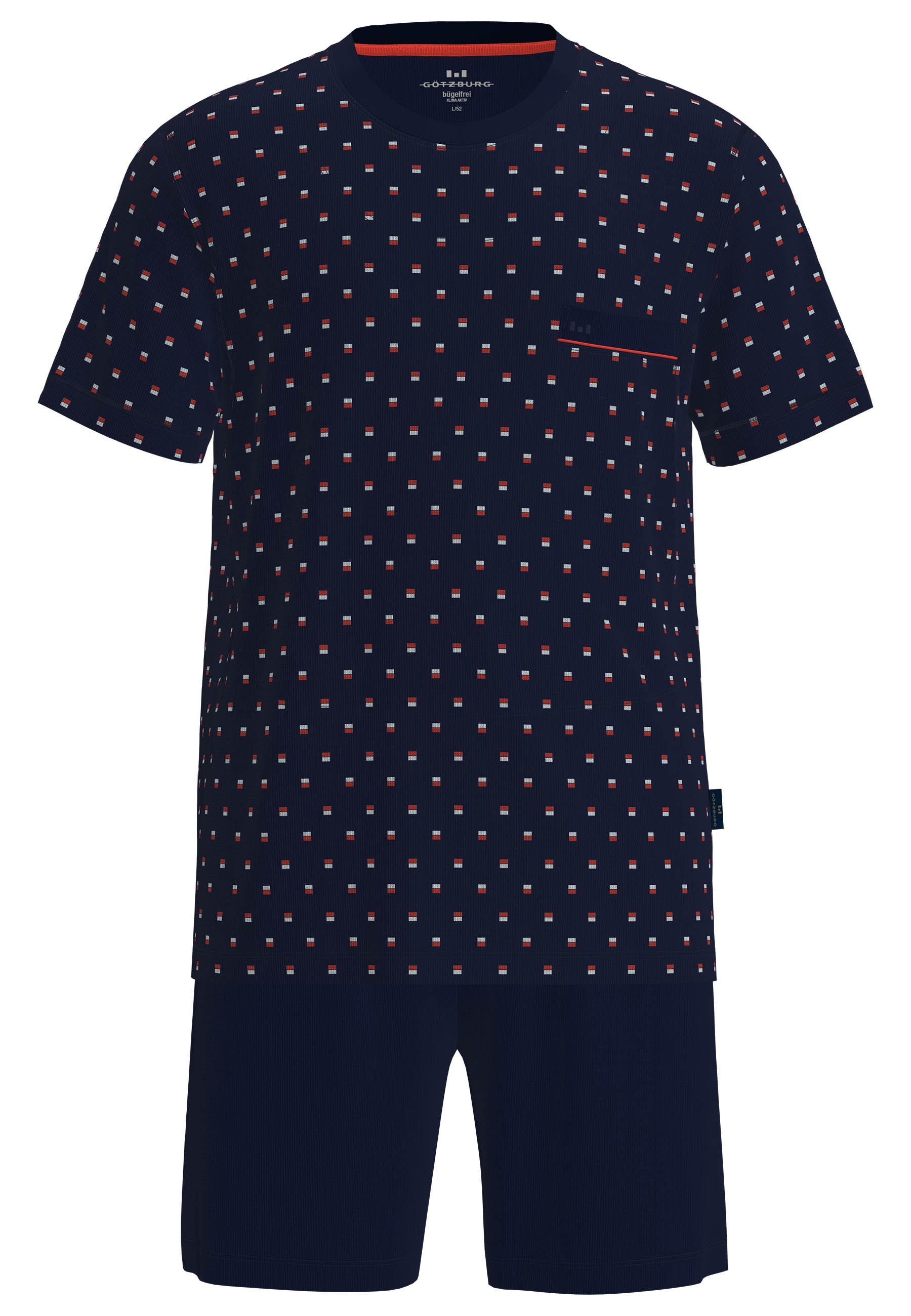 GÖTZBURG Shorty »Glasgow« kurz, gemustert, Rundhalsausschnitt, mit Brusttasche, Baumwollmix