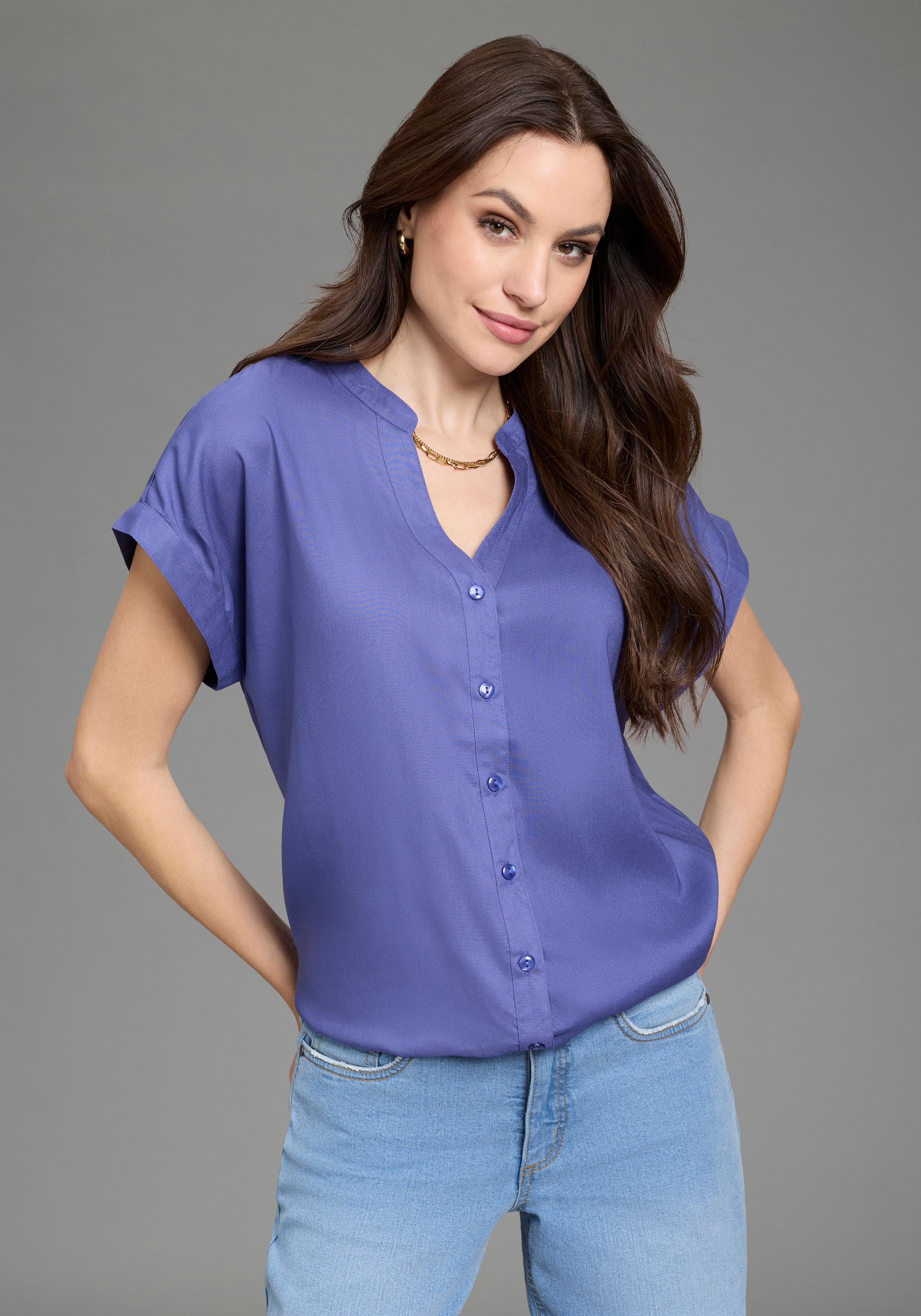 Boysen's Hemdbluse im Oversized-Style mit Ballonsaum