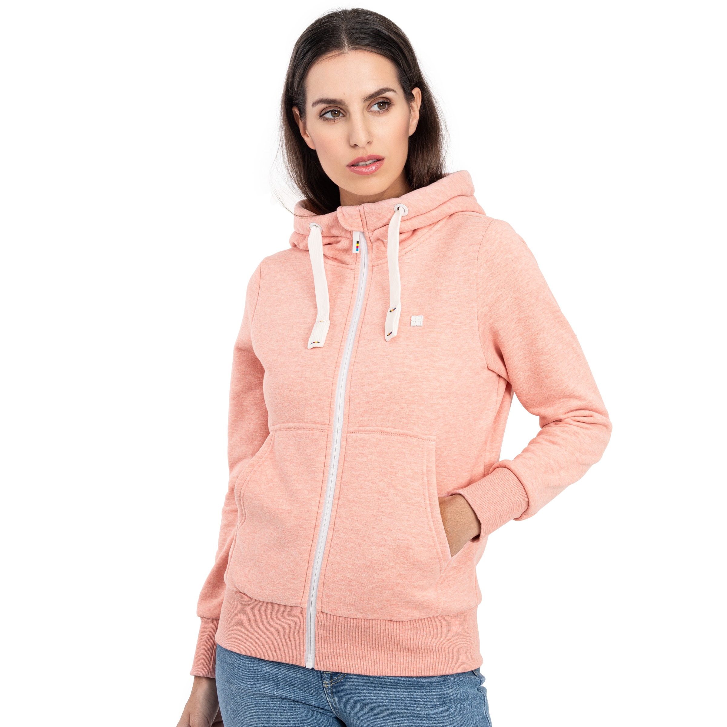 DEPROC Active Kapuzensweatjacke »FinjaCMYK II«, weiche Fleecejacke mit Kängurutasche