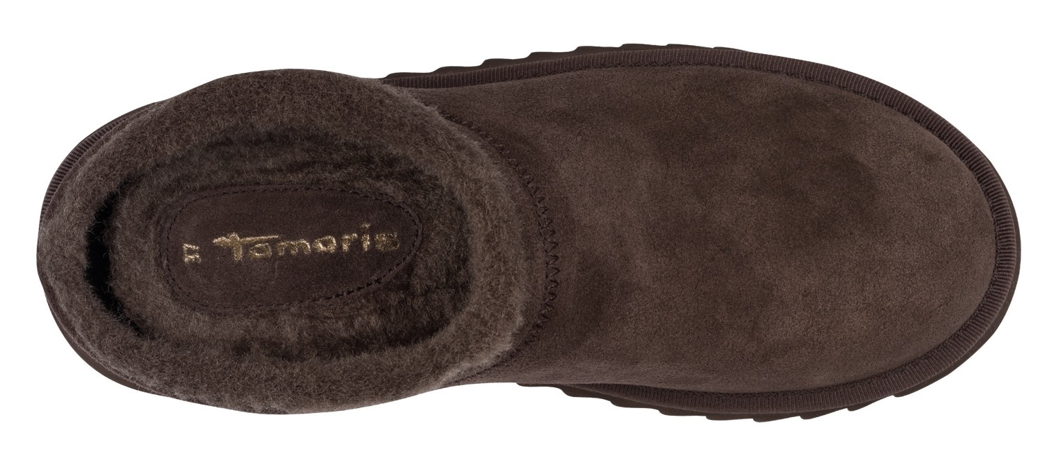 Tamaris Hausschuh, Clogs, Bequemschuh mit Fellimitat-Kragen