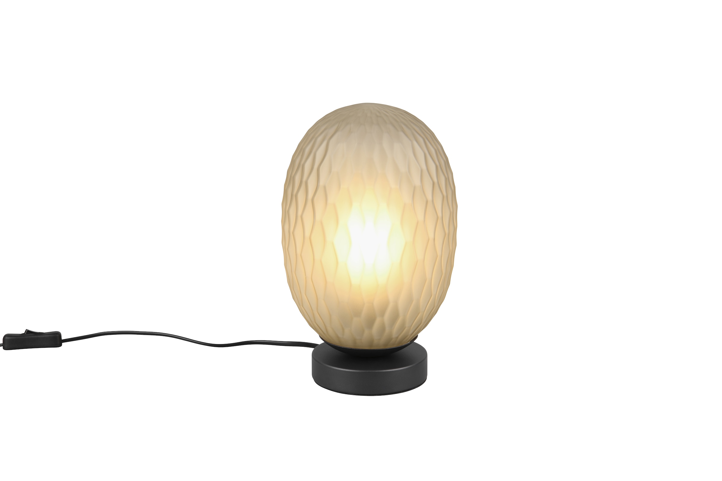 TRIO Leuchten Tischleuchte »FACETTE, Nachttischlampe mit Glas-Schirm Ø 18cm, Schnurschalter« E27 1 Stk. warmweiß - kaltweiß exkl. Leuchtmittel 1x E27 max 25W, Höhe 29cm, Tischlampe Schlafzimmer