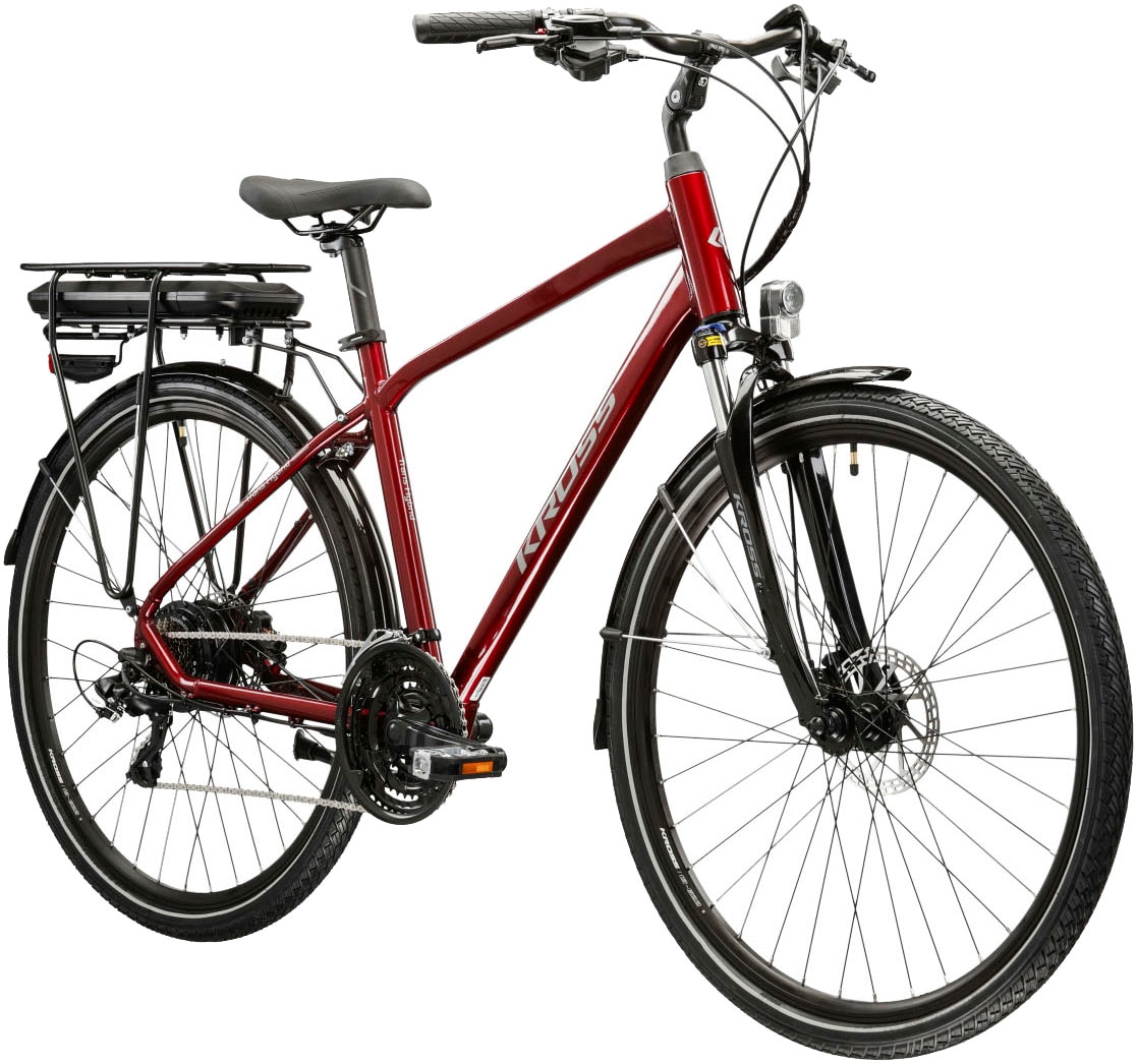 Kross E-Bike »E-Trekkingrad Trans Hybrid EE 28 Zoll rot«, 21 Gang, Shimano, Tourney TX800, Heckmotor 250 W