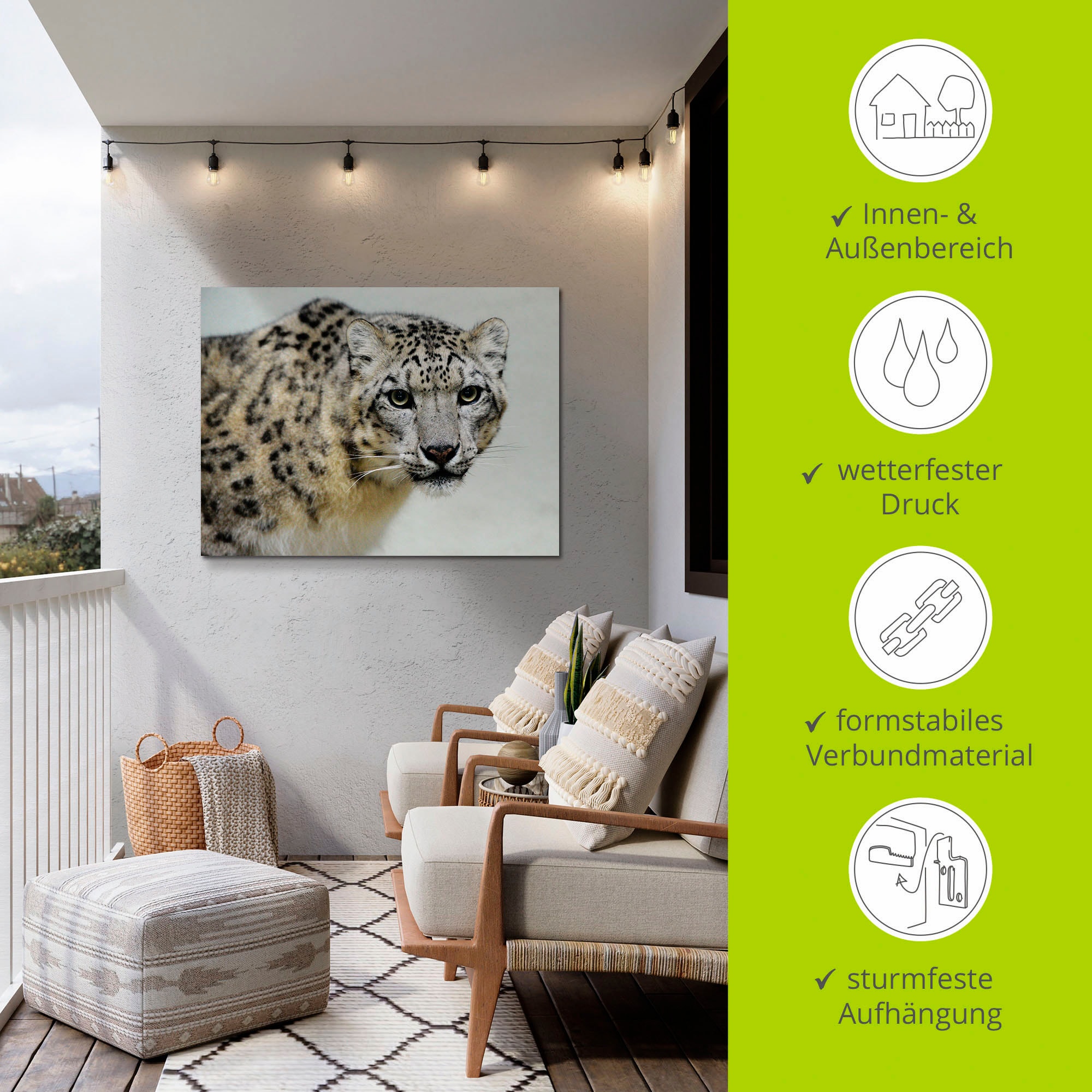 Artland Wandbild »Schneeleopard«, Wildtiere, (1 St.), als Alubild, Outdoorbild, Leinwandbild in verschied. Größen