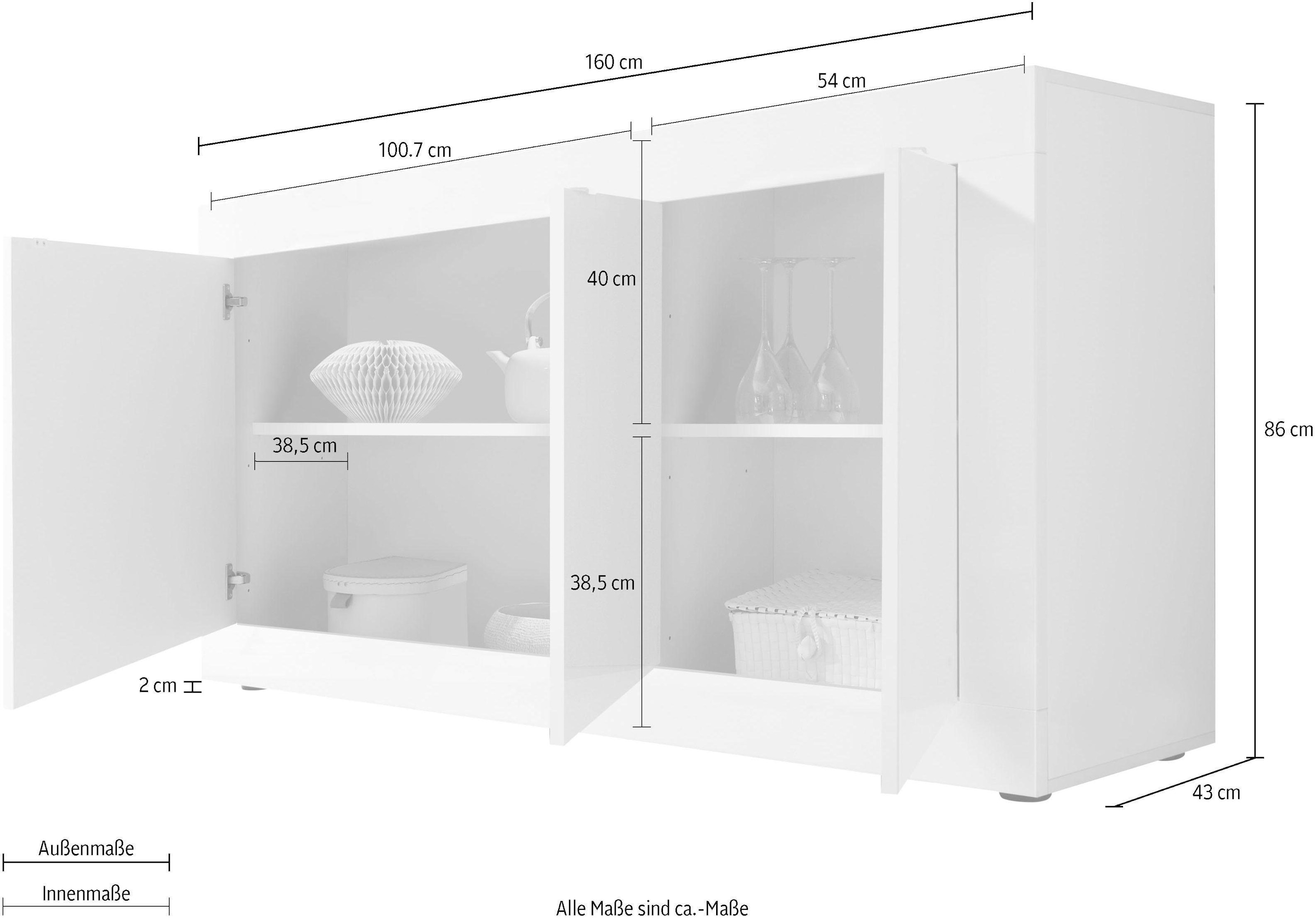 INOSIGN Sideboard »Basic«, Breite 160 cm