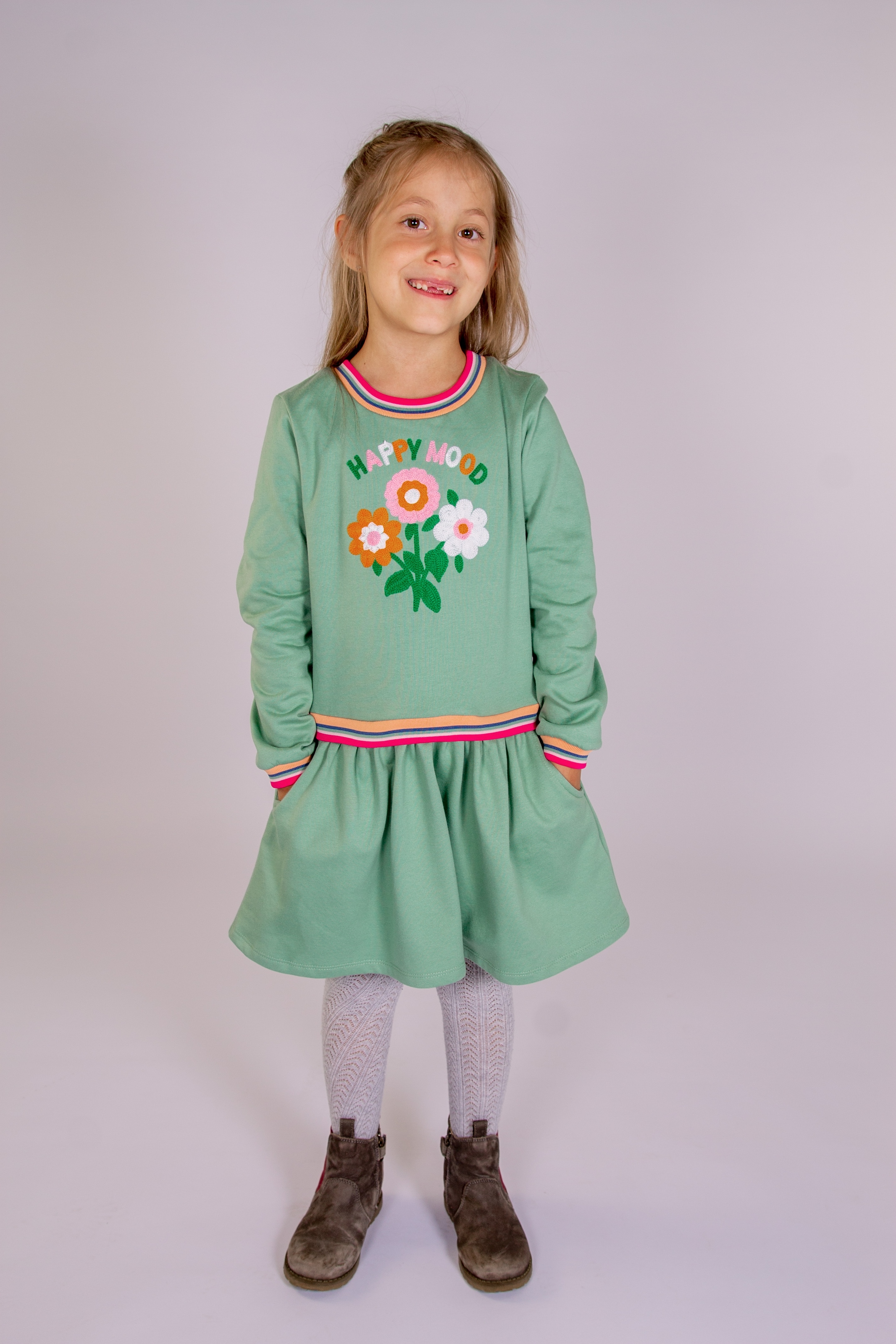 HAPPY GIRLS Sweatkleid Eingrifftaschen green 104 - N-Gr N-Gr 104 Süßes Kleid von happy girls