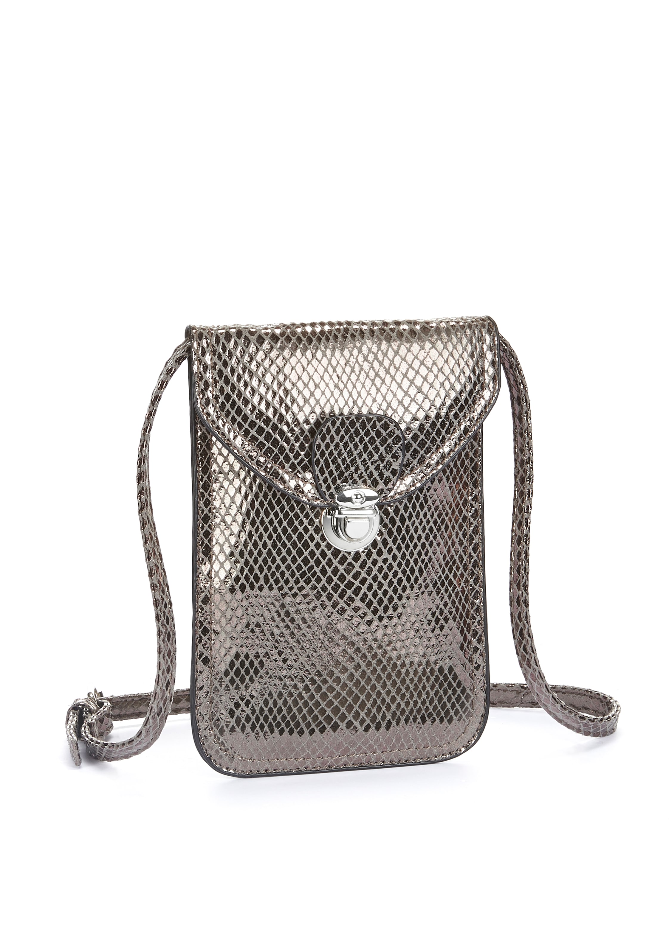 LASCANA Umhängetasche, im coolen Metallic Look, Minibag, Handytasche, Crossbody Bag VEGAN