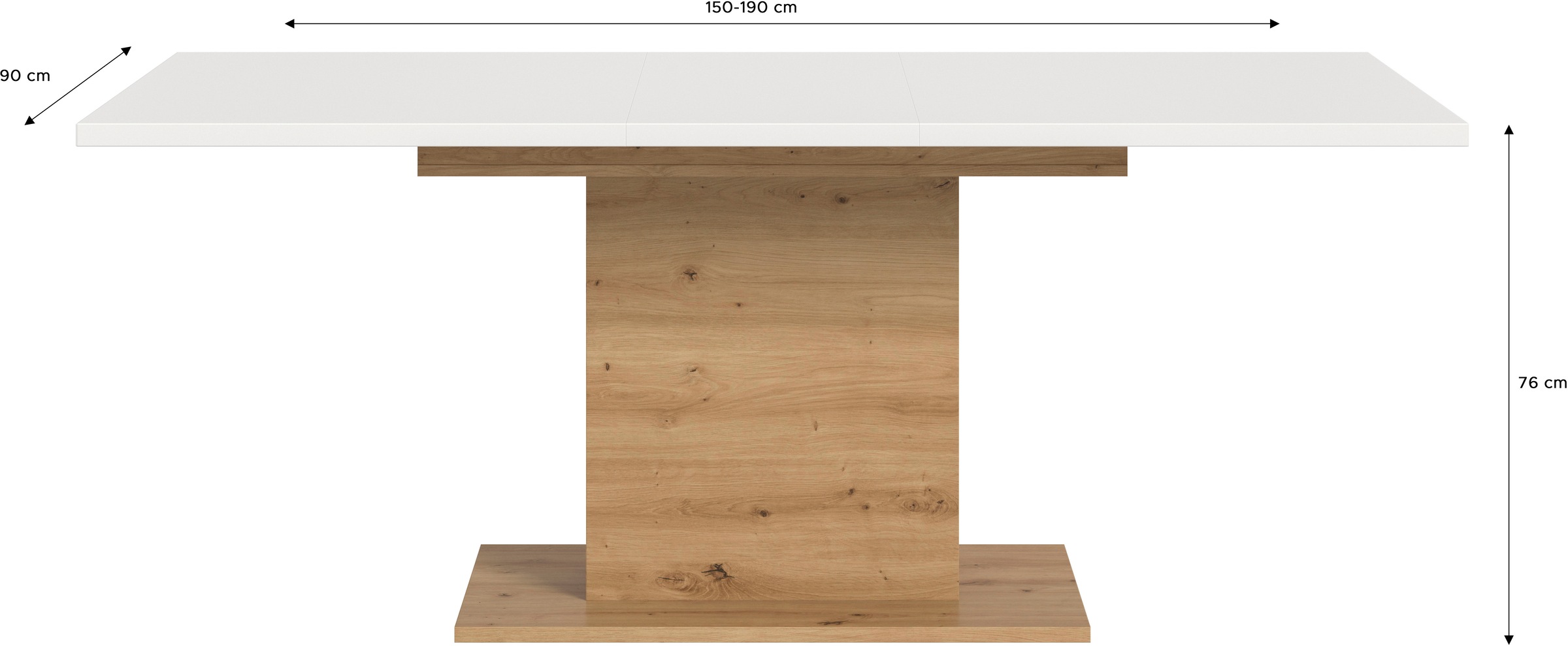 INOSIGN Esstisch »Motus, ausziehbar 150 -190 cm, inklusive 40 cm Einlegeplatte«, (Set, 1 St.), Säulengestell mit Bodenplatte, Tisch, Küchentisch, Esszimmer, Küche