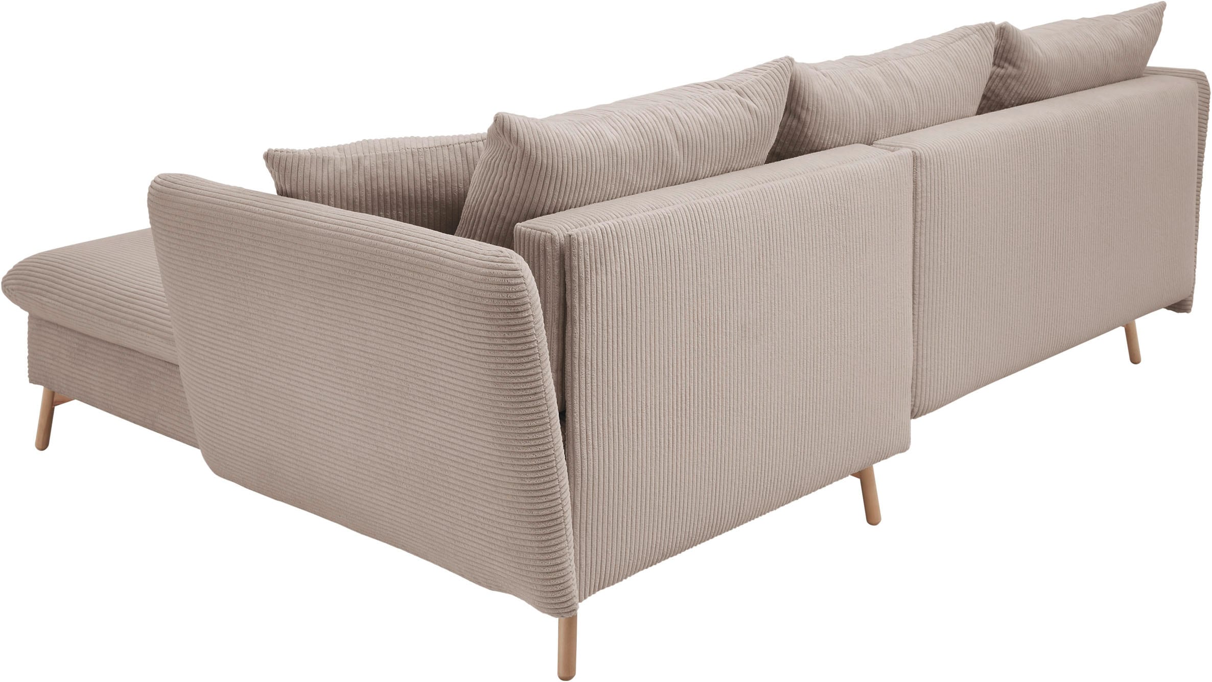 andas Ecksofa »MERLE, 258 cm, L-Form, traumhafter Cord,«, mit Bettfunktion und Bettkasten, Liegefläche 224 x 139