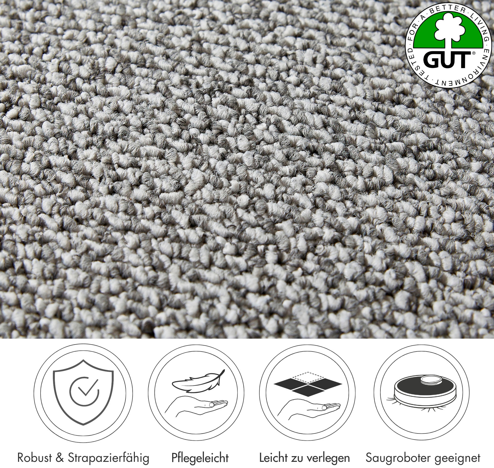 Andiamo Teppichboden »Miro, Schlinge, Made in Netherlands«, rechteckig, 8,5 mm Höhe, meliert, Breite 400 cm, Wohnzimmer, strapazierfähig & robust