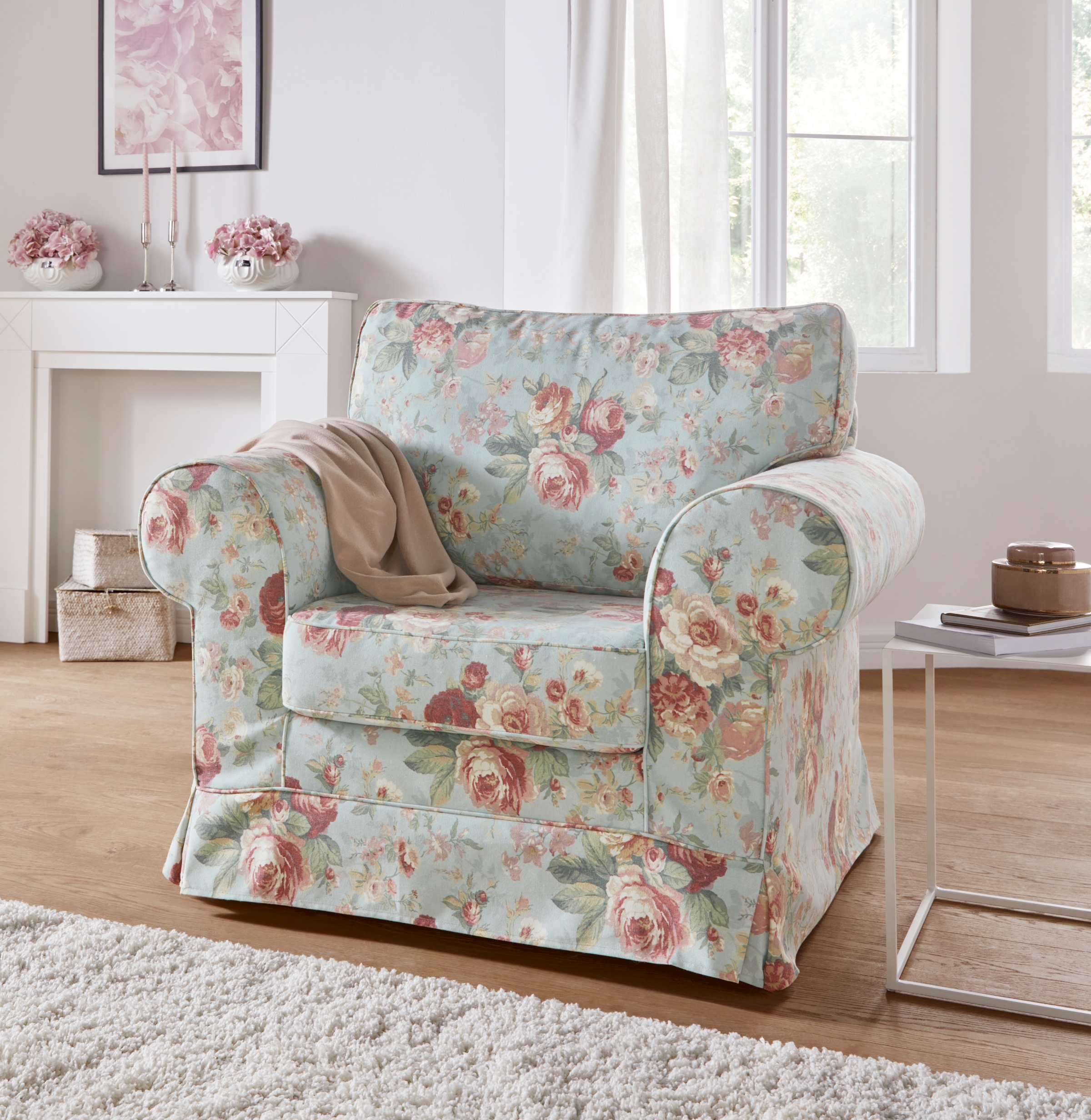 Home affaire Sessel »Shadmoor«, Hussenoptik, in uni oder mit Blumendruck, passend zur Shadmoor-Serie