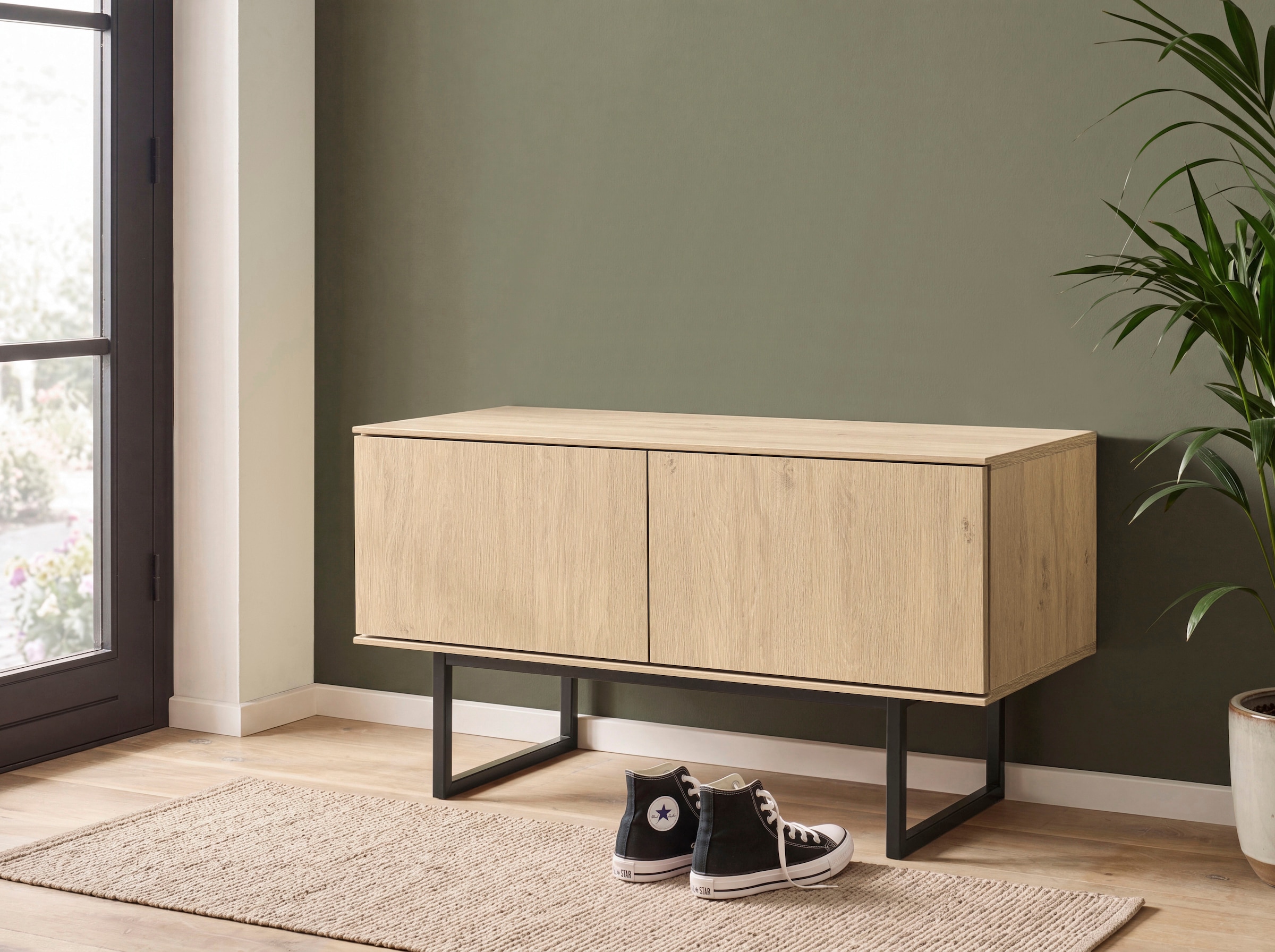 Home affaire Schuhbank »Lund, Garderobenbank mit Klappen, moderne Sitzbank« viel Stauraum, Platz für ca. 6 Paar Schuhe, 90 cm breit